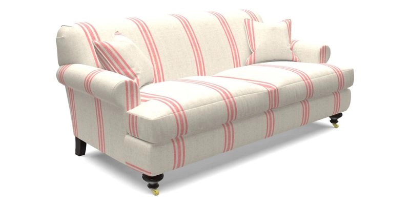 Hampton 3 Seater Sofa in V&A Threads of India Opulent Velvets Regal Poppy Chalk