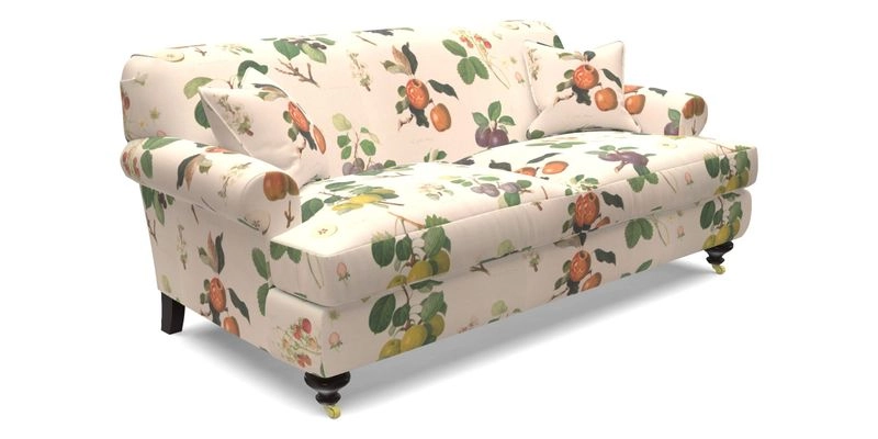 Hampton 3 Seater Sofa in V&A Threads of India Opulent Velvets Regal Poppy Chalk