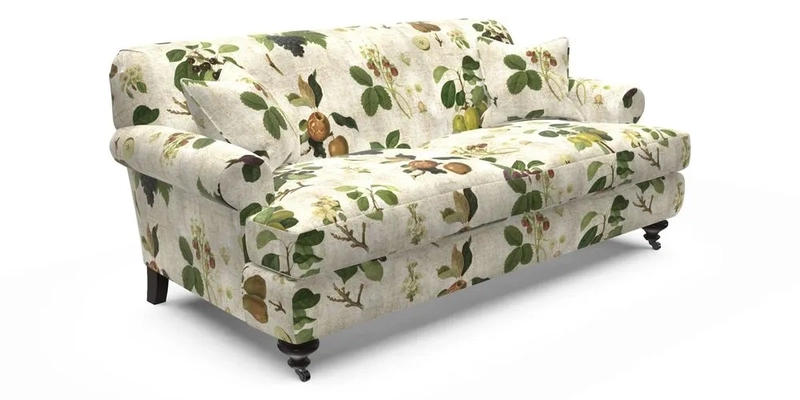 Hampton 3 Seater Sofa in V&A Threads of India Opulent Velvets Regal Poppy Chalk