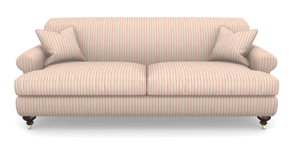 Product photograph of Hampton 4 Seater Sofa In Cloth 18 Stripes - Ticking - Cranberry from Sofas and Stuff Limited