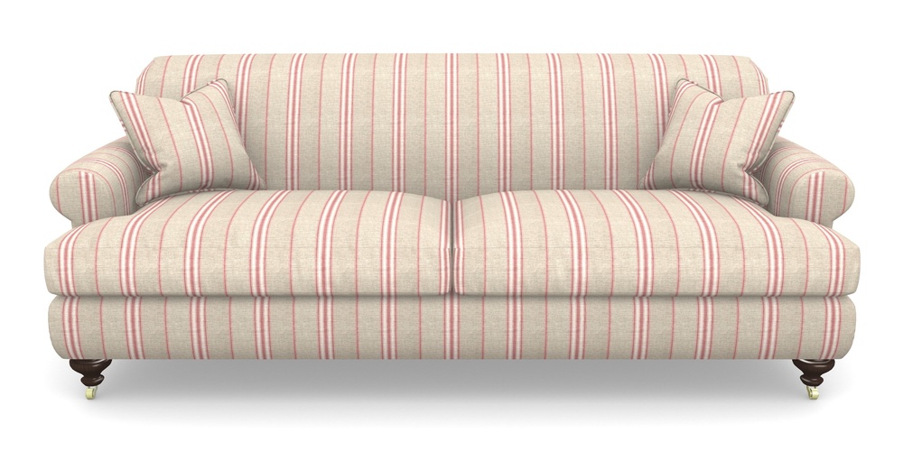 Product photograph of Hampton 4 Seater Sofa In Cloth 18 Stripes - Regimental - Cranberry from Sofas and Stuff Limited