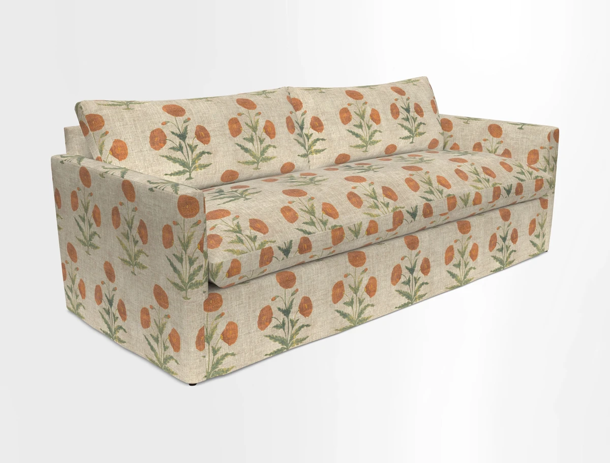 Heyshott 4 Seater Sofa in Two Tone Plain Biscuit. Loose cover option available