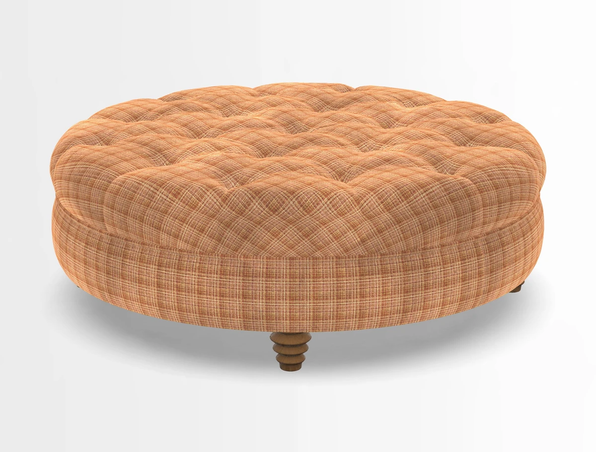 Helmsley Round Footstool in Linwood Omega Velvet Navy