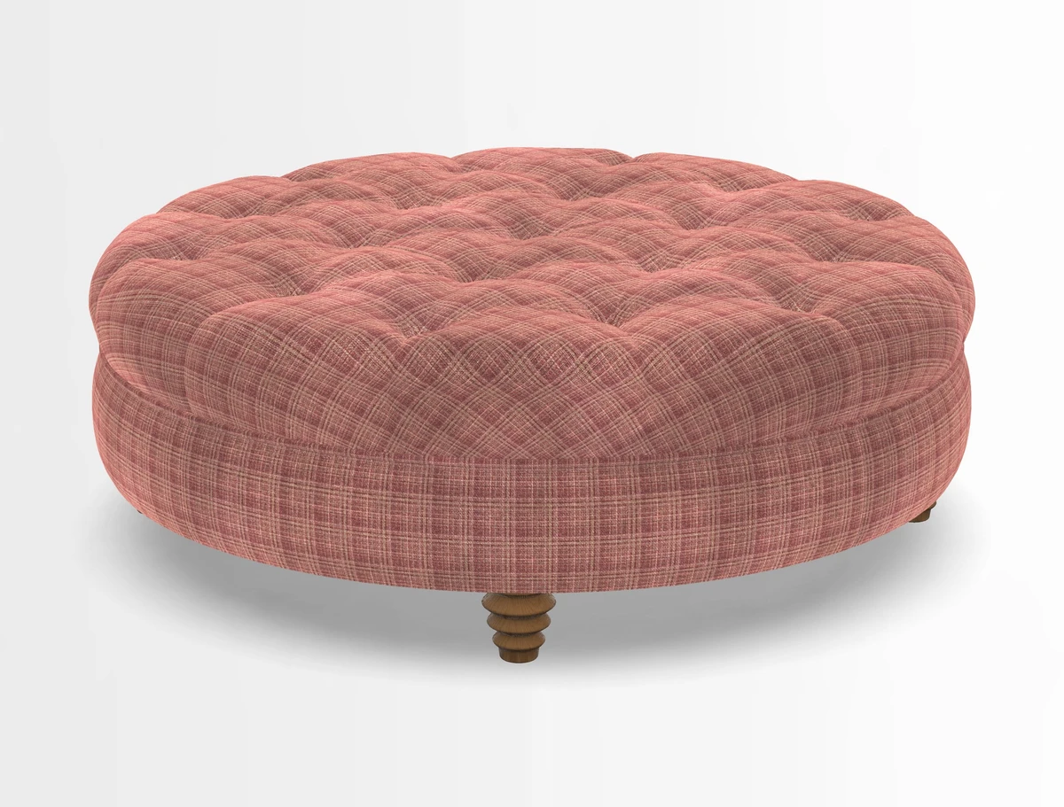 Helmsley Round Footstool in Linwood Omega Velvet Navy