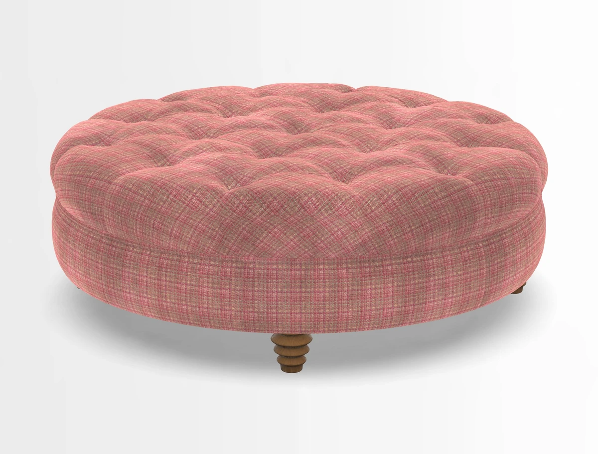 Helmsley Round Footstool in Linwood Omega Velvet Navy
