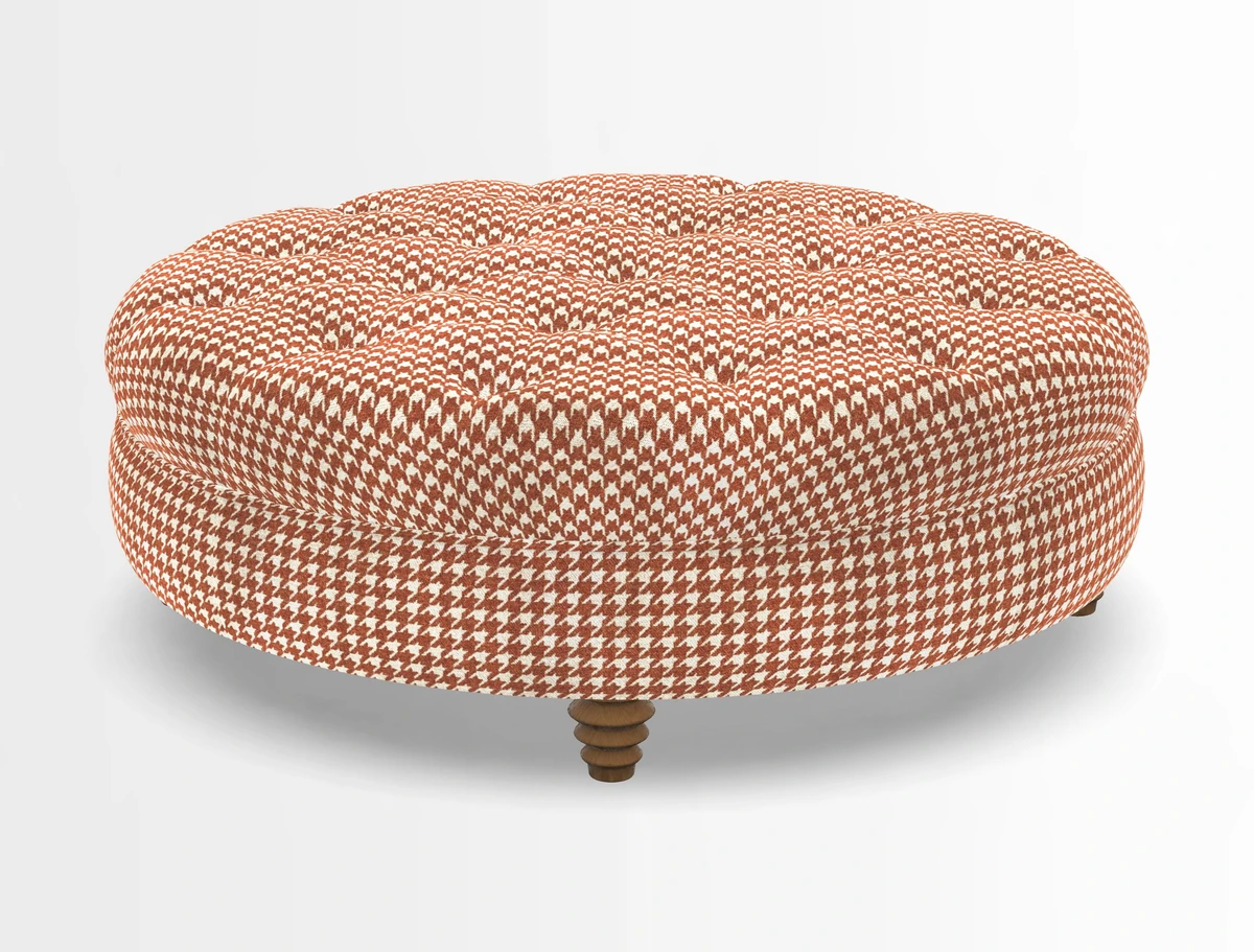 Helmsley Round Footstool in Linwood Omega Velvet Navy