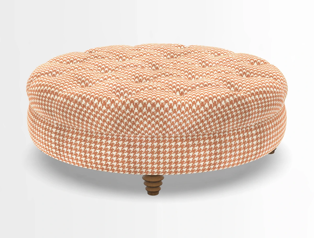 Helmsley Round Footstool in Linwood Omega Velvet Navy