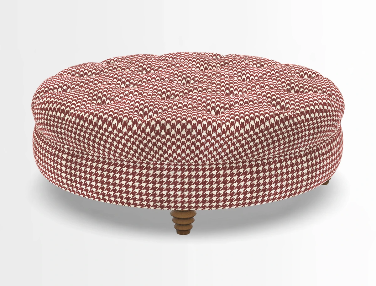 Helmsley Round Footstool in Linwood Omega Velvet Navy