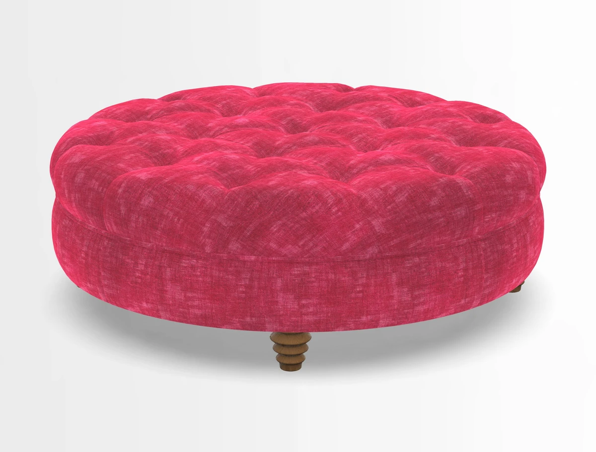 Helmsley Round Footstool in Linwood Omega Velvet Navy