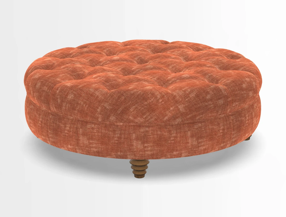 Helmsley Round Footstool in Linwood Omega Velvet Navy