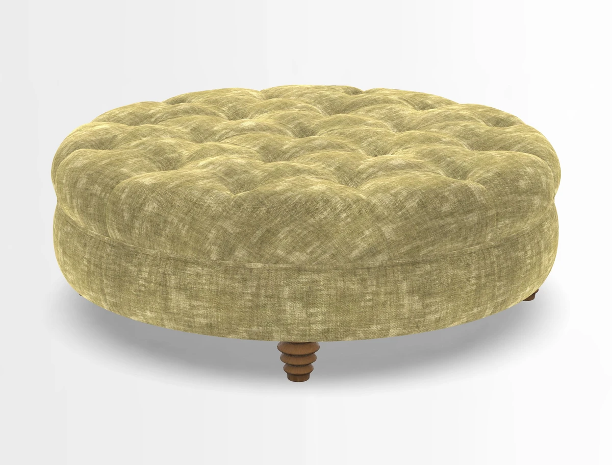 Helmsley Round Footstool in Linwood Omega Velvet Navy