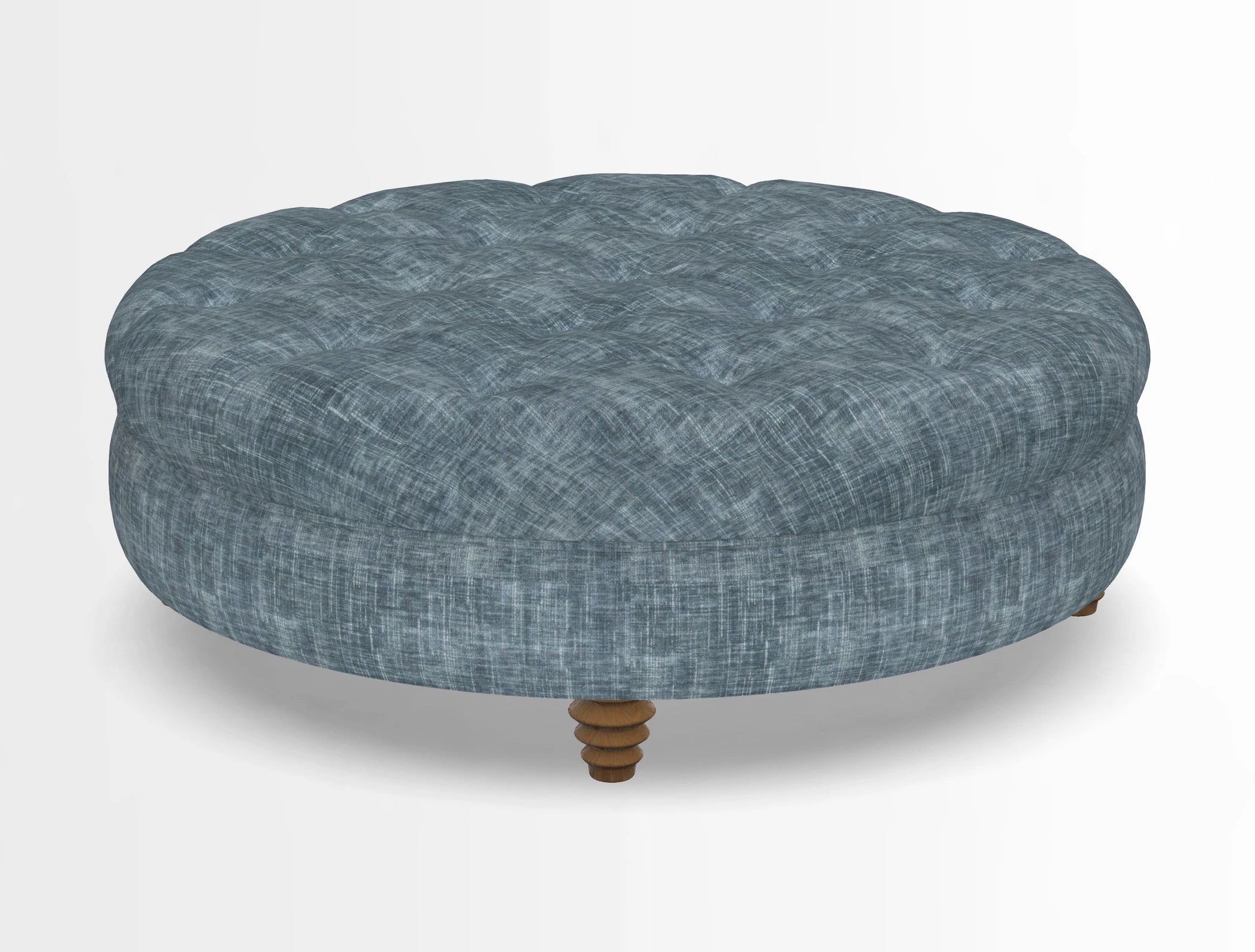 Helmsley Round Footstool in Linwood Omega Velvet Navy