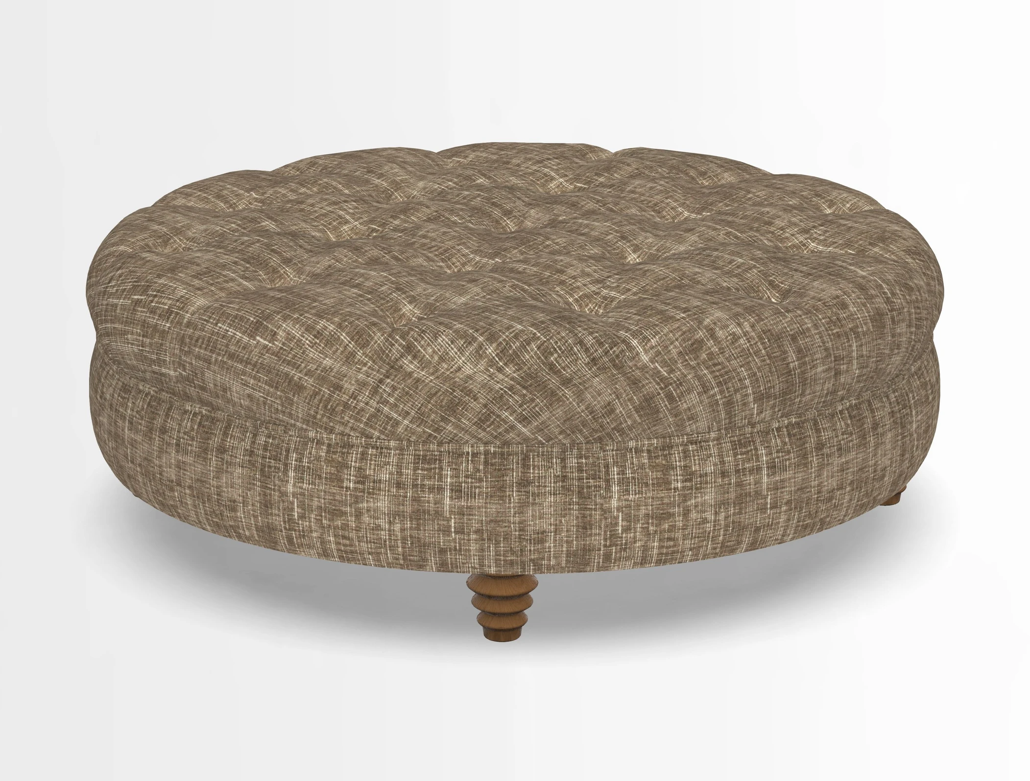 Helmsley Round Footstool in Linwood Omega Velvet Navy