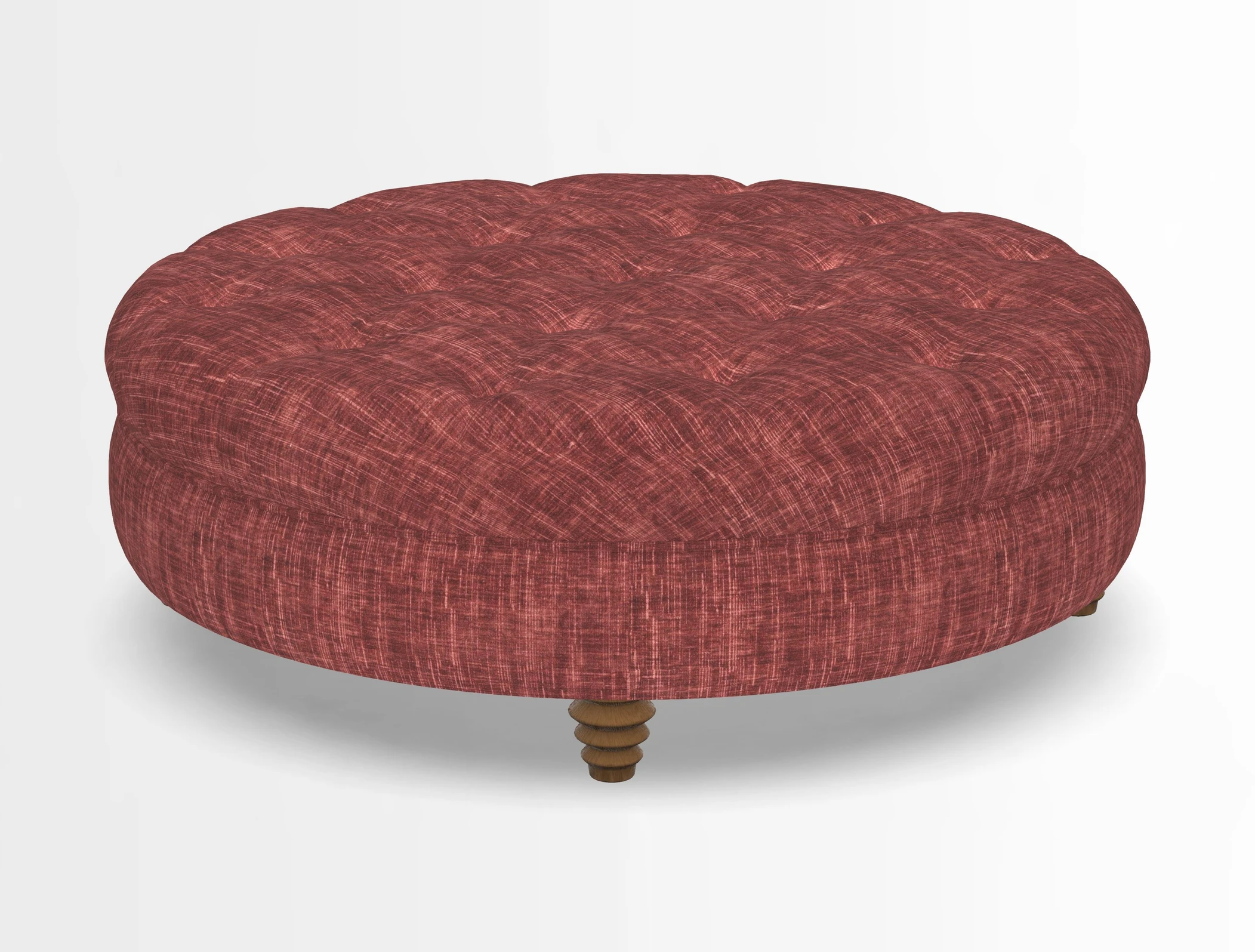 Helmsley Round Footstool in Linwood Omega Velvet Navy