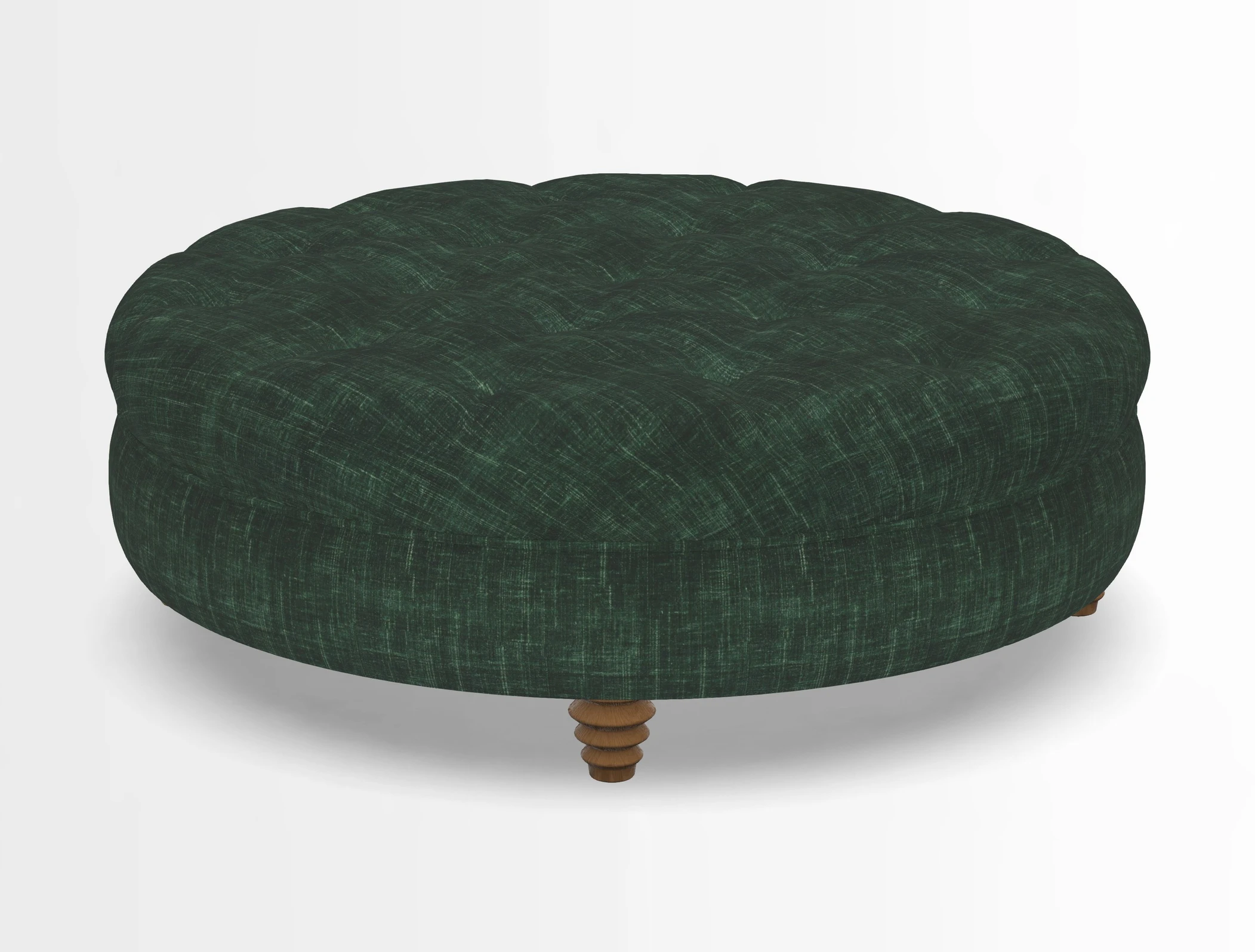 Helmsley Round Footstool in Linwood Omega Velvet Navy