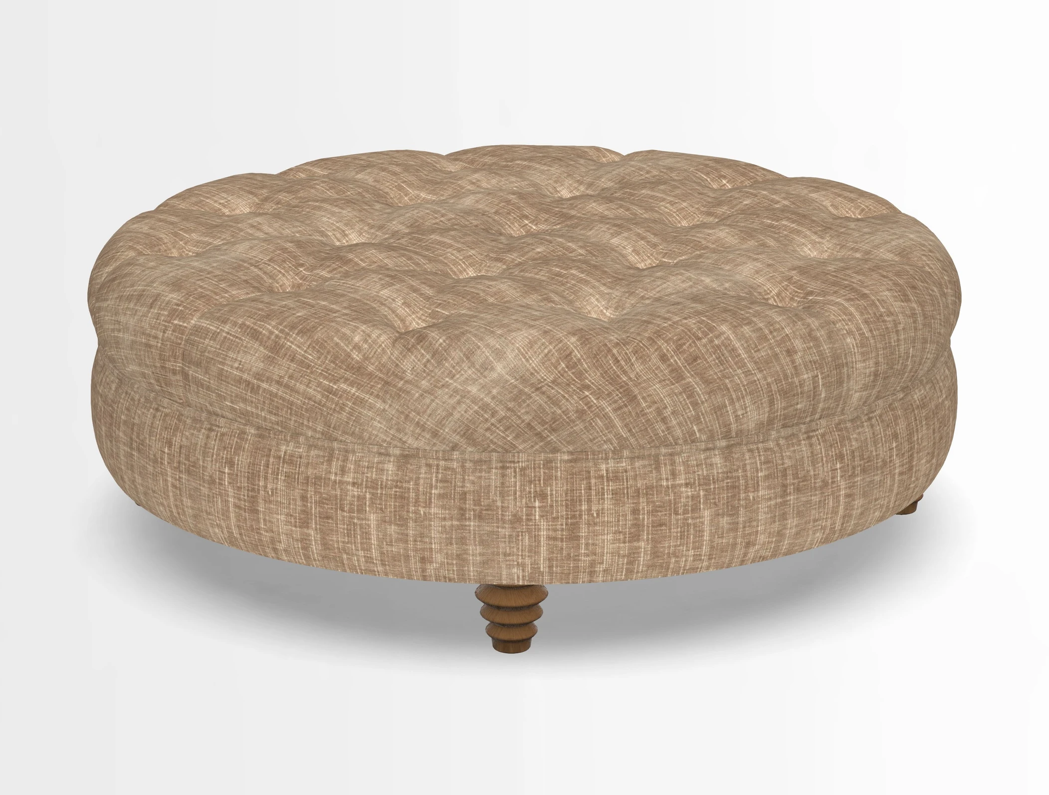 Helmsley Round Footstool in Linwood Omega Velvet Navy