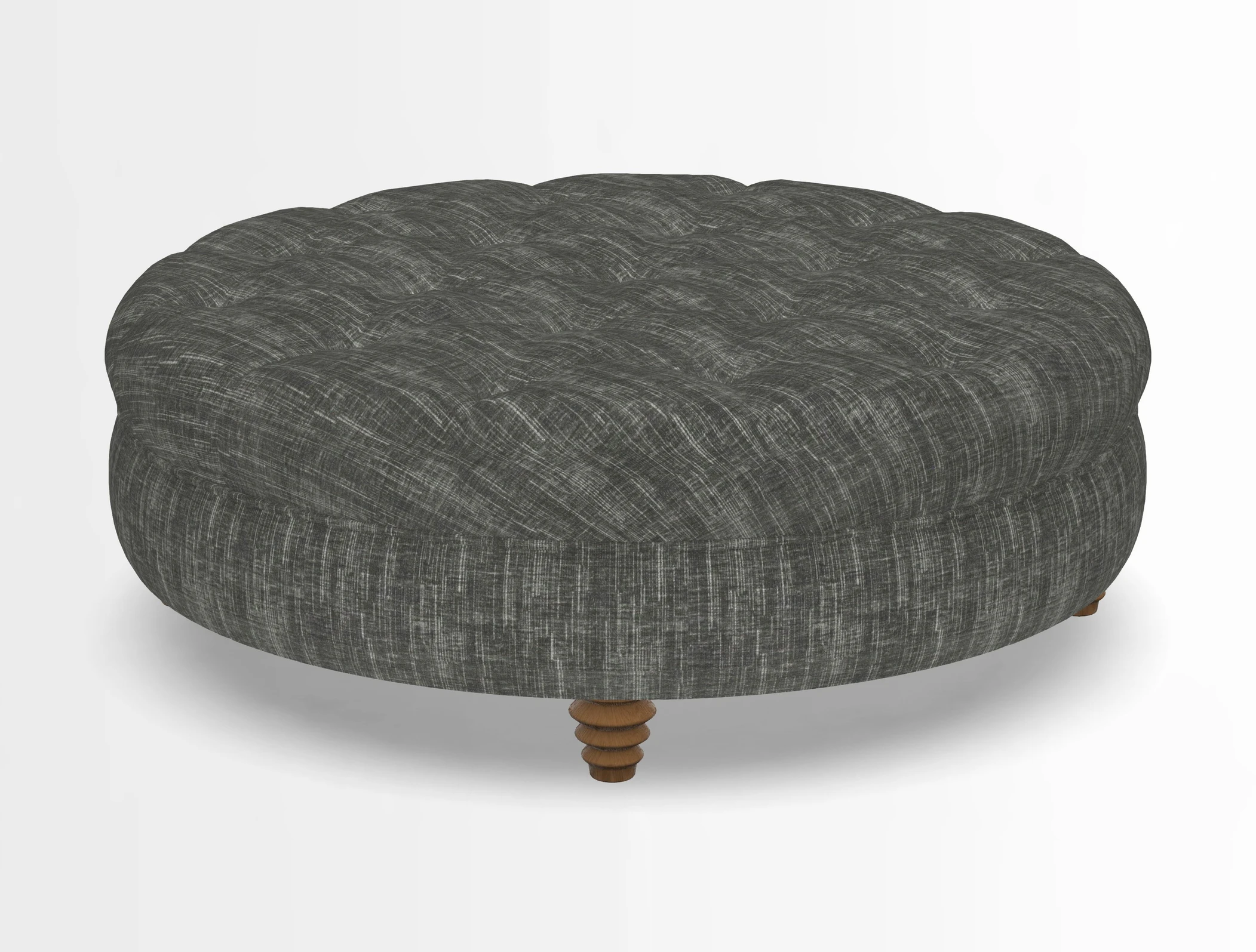 Helmsley Round Footstool in Linwood Omega Velvet Navy