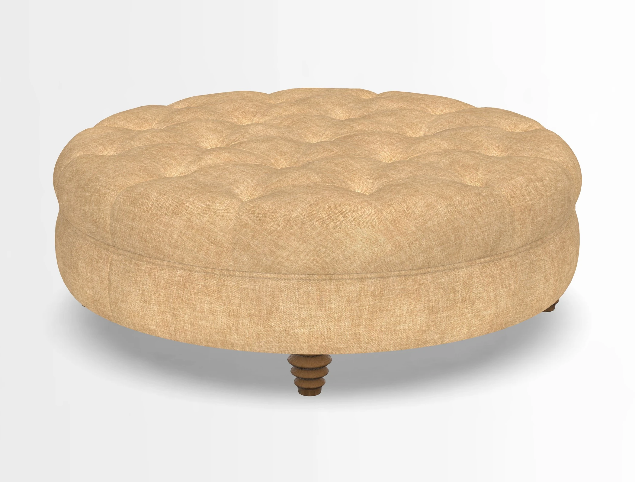 Helmsley Round Footstool in Linwood Omega Velvet Navy