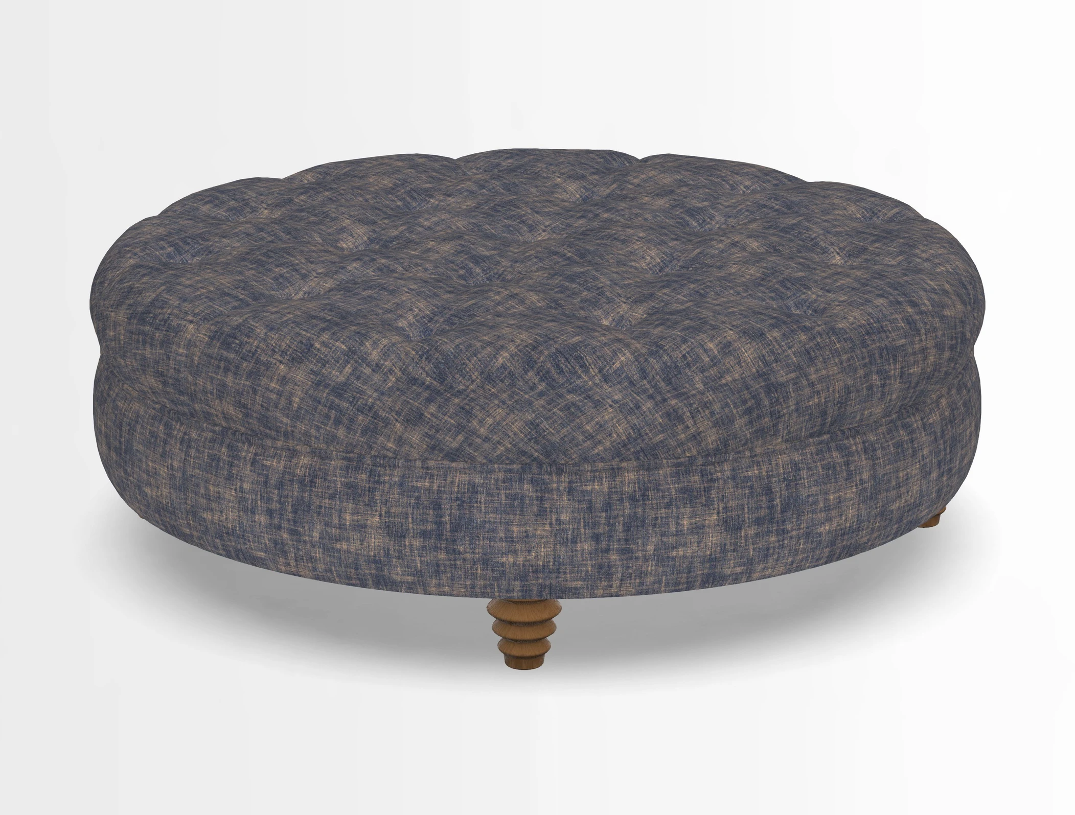 Helmsley Round Footstool in Linwood Omega Velvet Navy