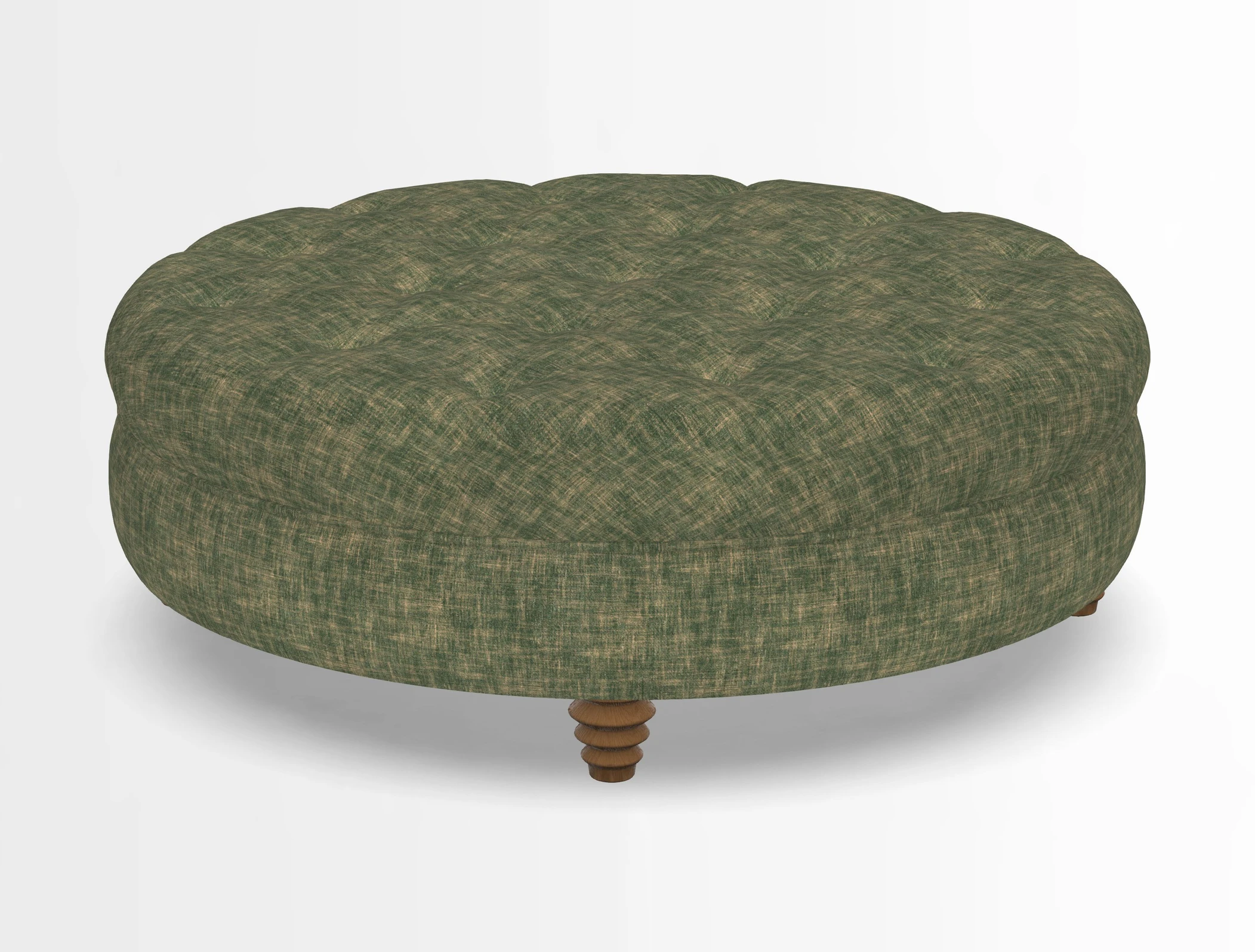 Helmsley Round Footstool in Linwood Omega Velvet Navy