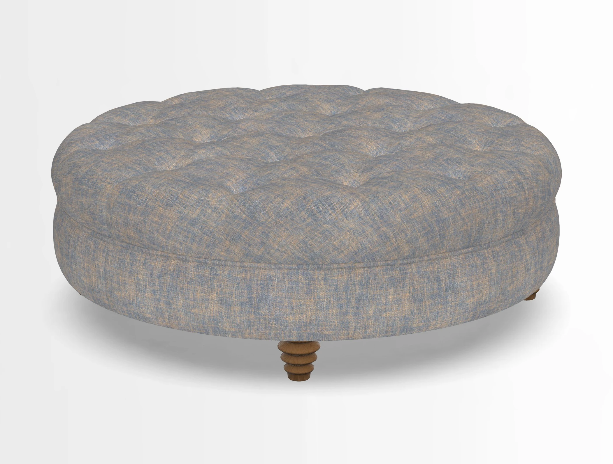 Helmsley Round Footstool in Linwood Omega Velvet Navy