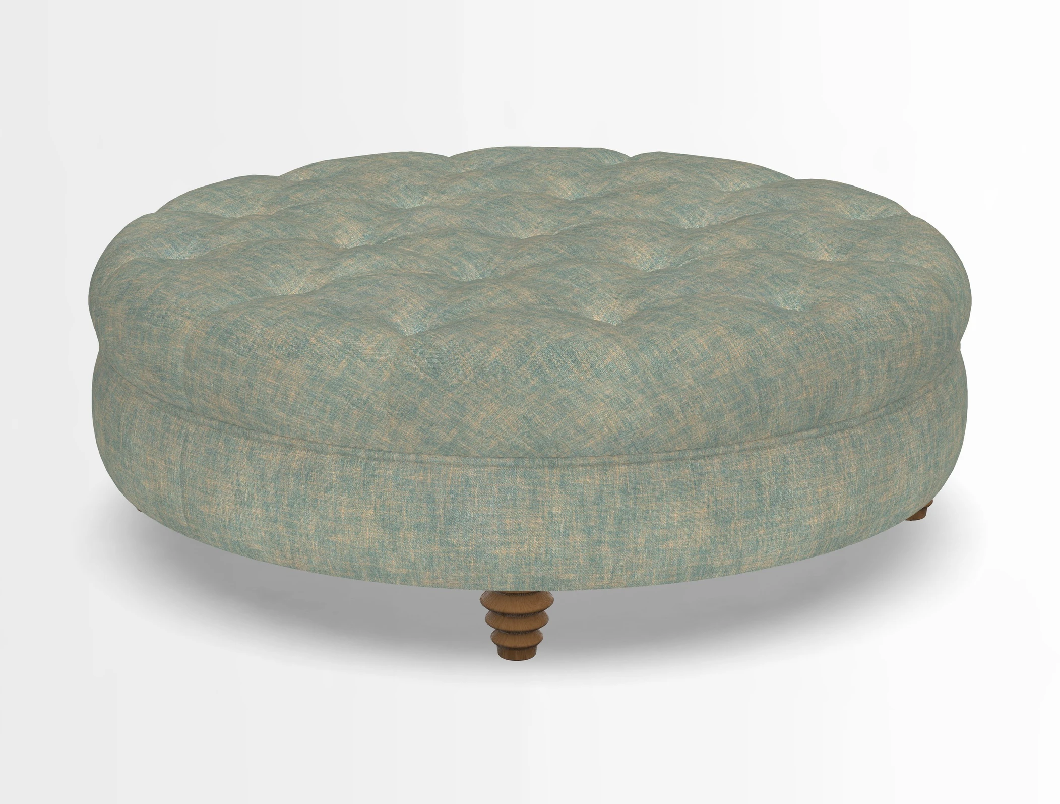 Helmsley Round Footstool in Linwood Omega Velvet Navy