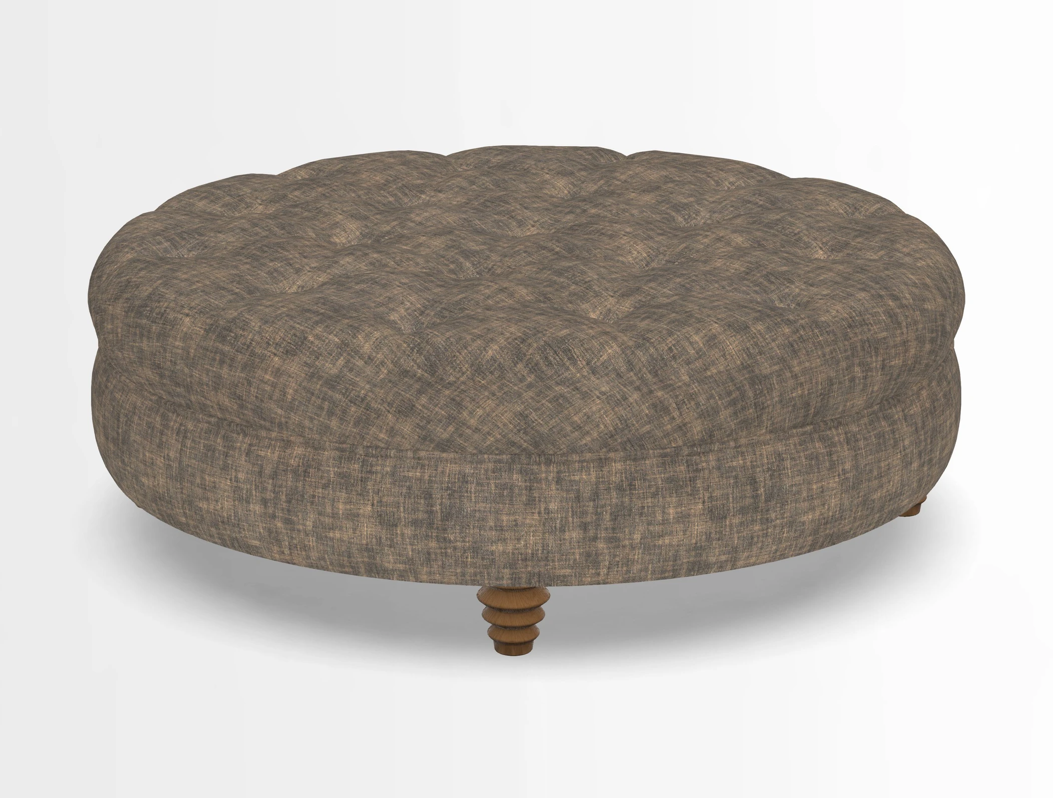 Helmsley Round Footstool in Linwood Omega Velvet Navy