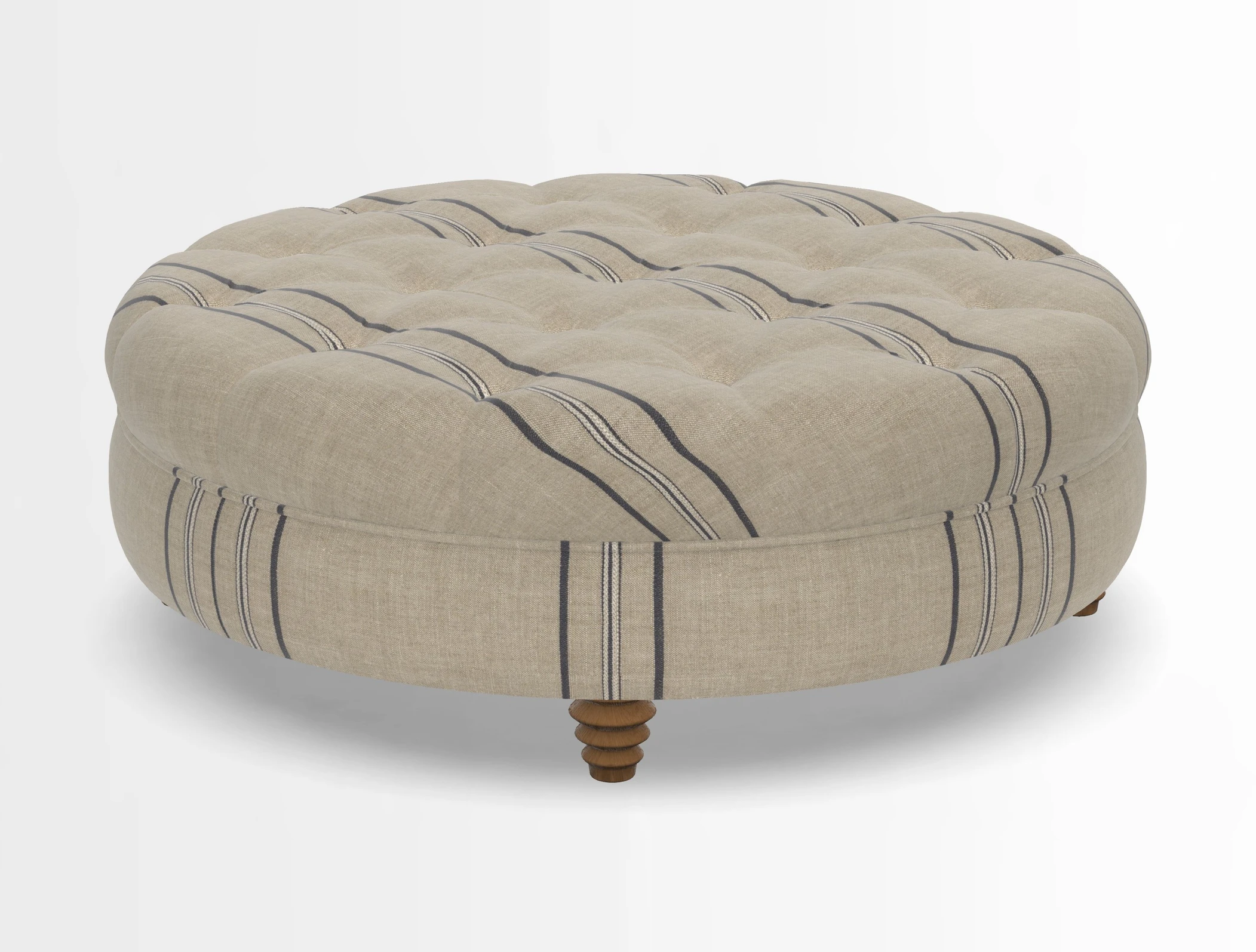 Helmsley Round Footstool in Linwood Omega Velvet Navy