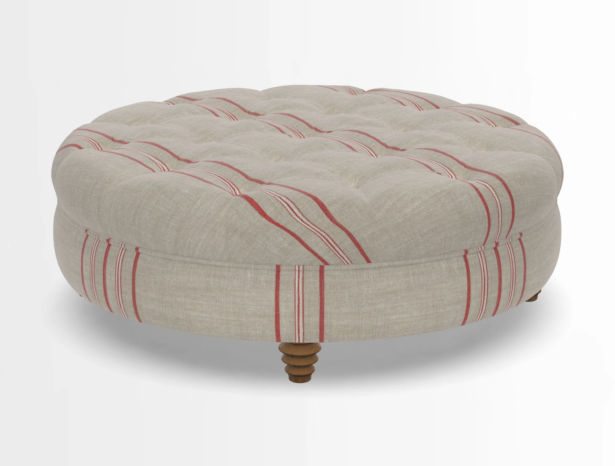 Helmsley Round Footstool in Linwood Omega Velvet Navy