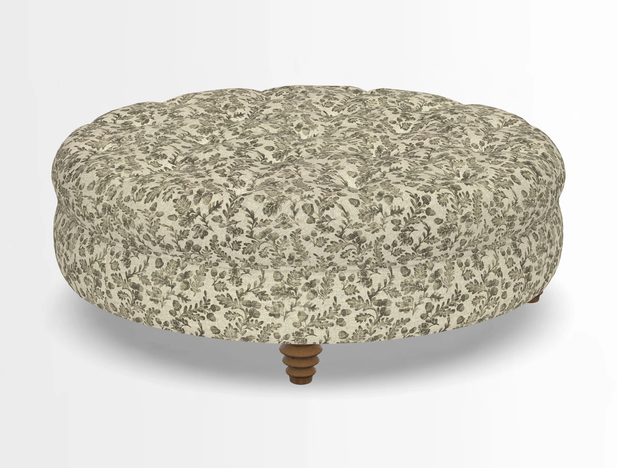 Helmsley Round Footstool in Linwood Omega Velvet Navy