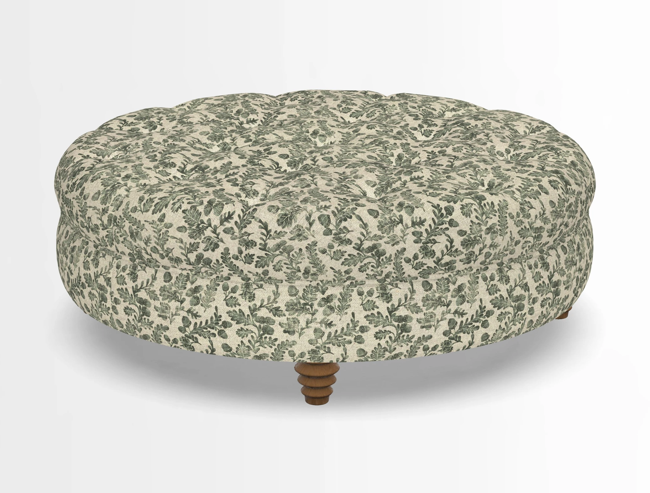 Helmsley Round Footstool in Linwood Omega Velvet Navy