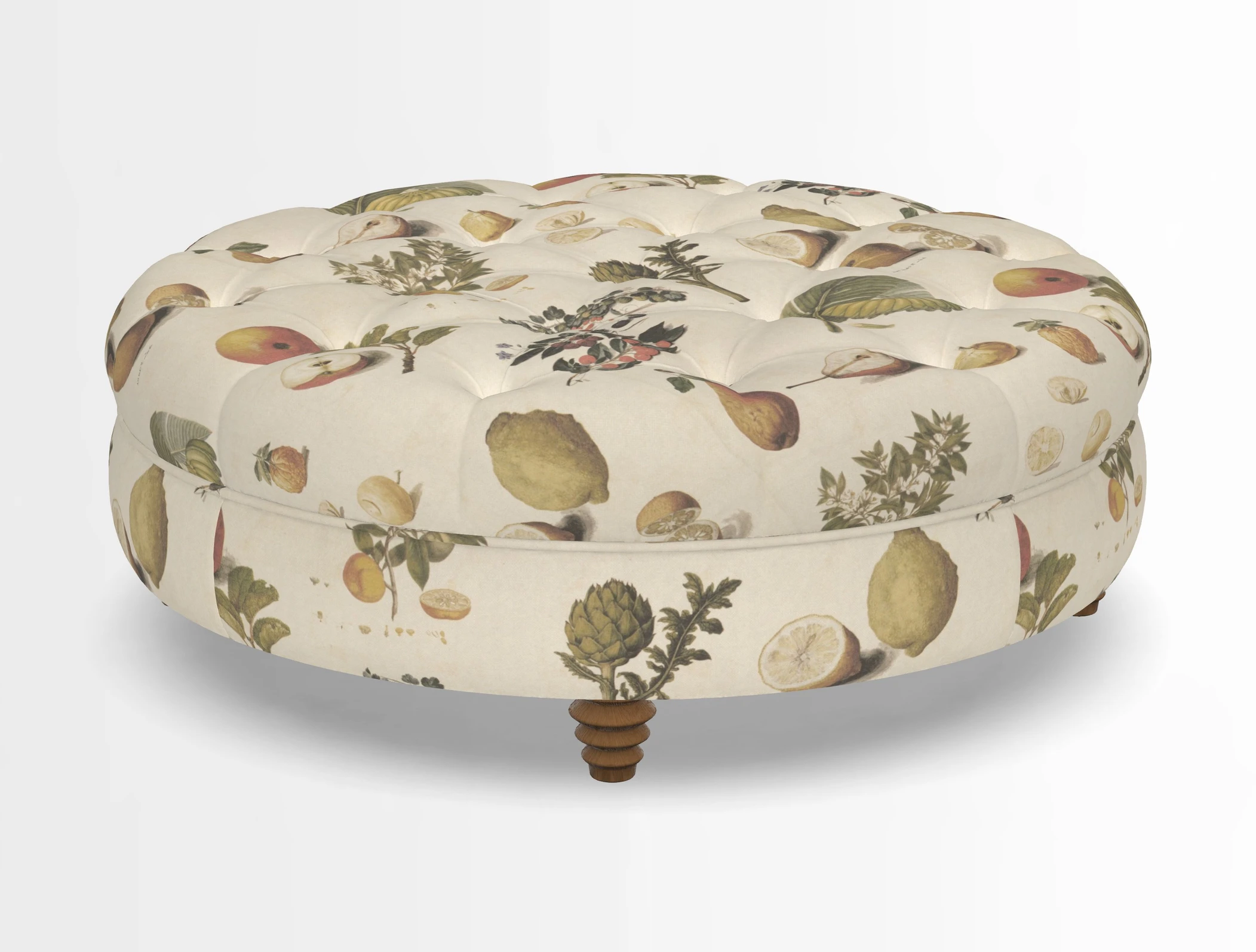 Helmsley Round Footstool in Linwood Omega Velvet Navy