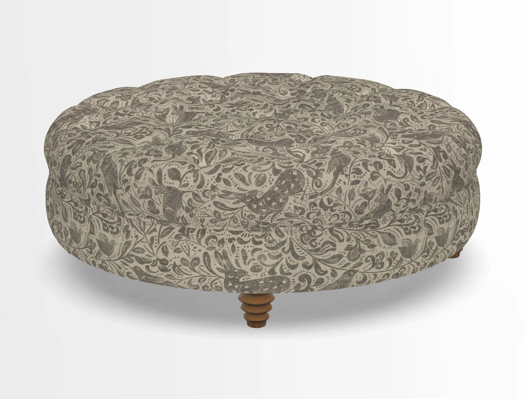 Helmsley Round Footstool in Linwood Omega Velvet Navy