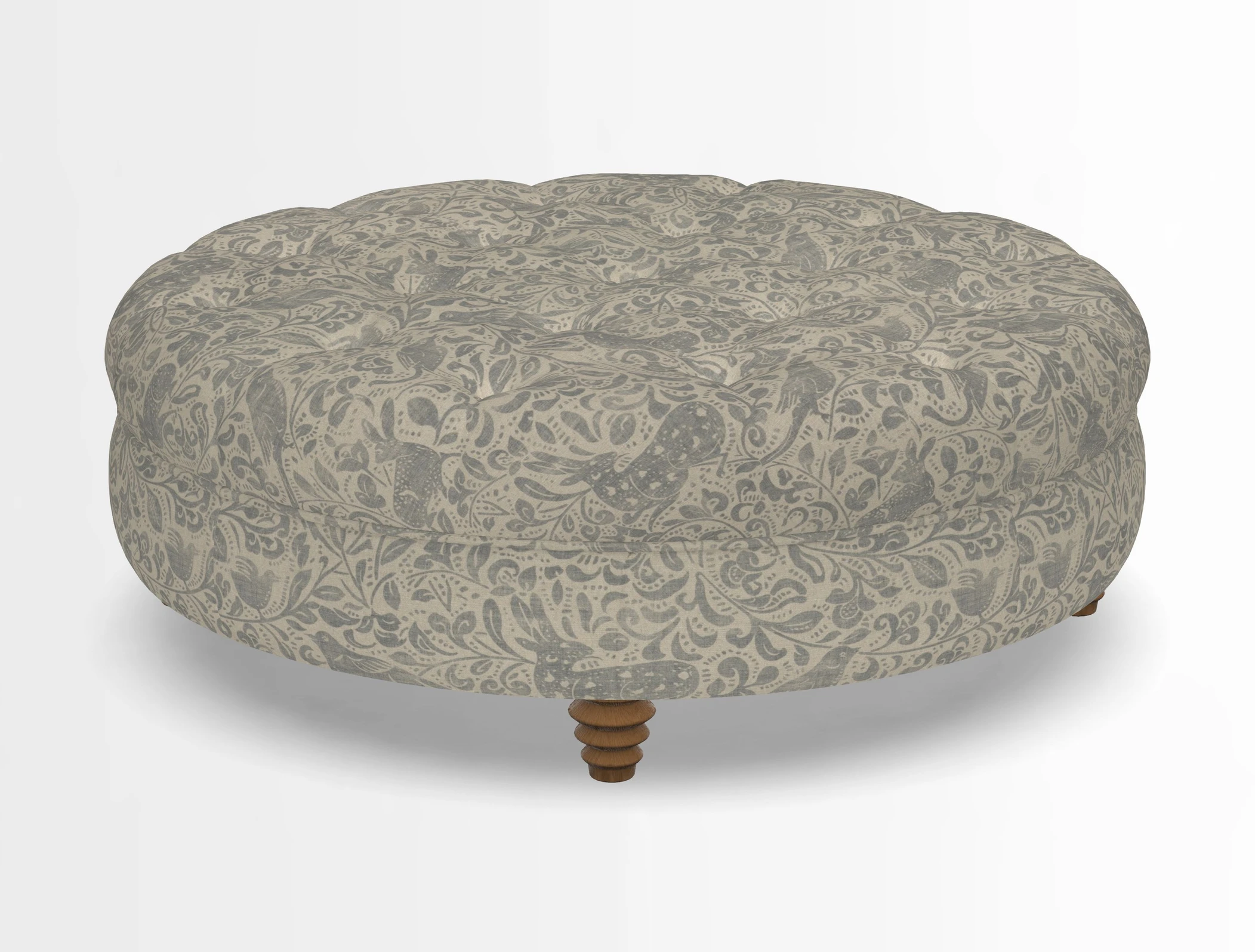 Helmsley Round Footstool in Linwood Omega Velvet Navy
