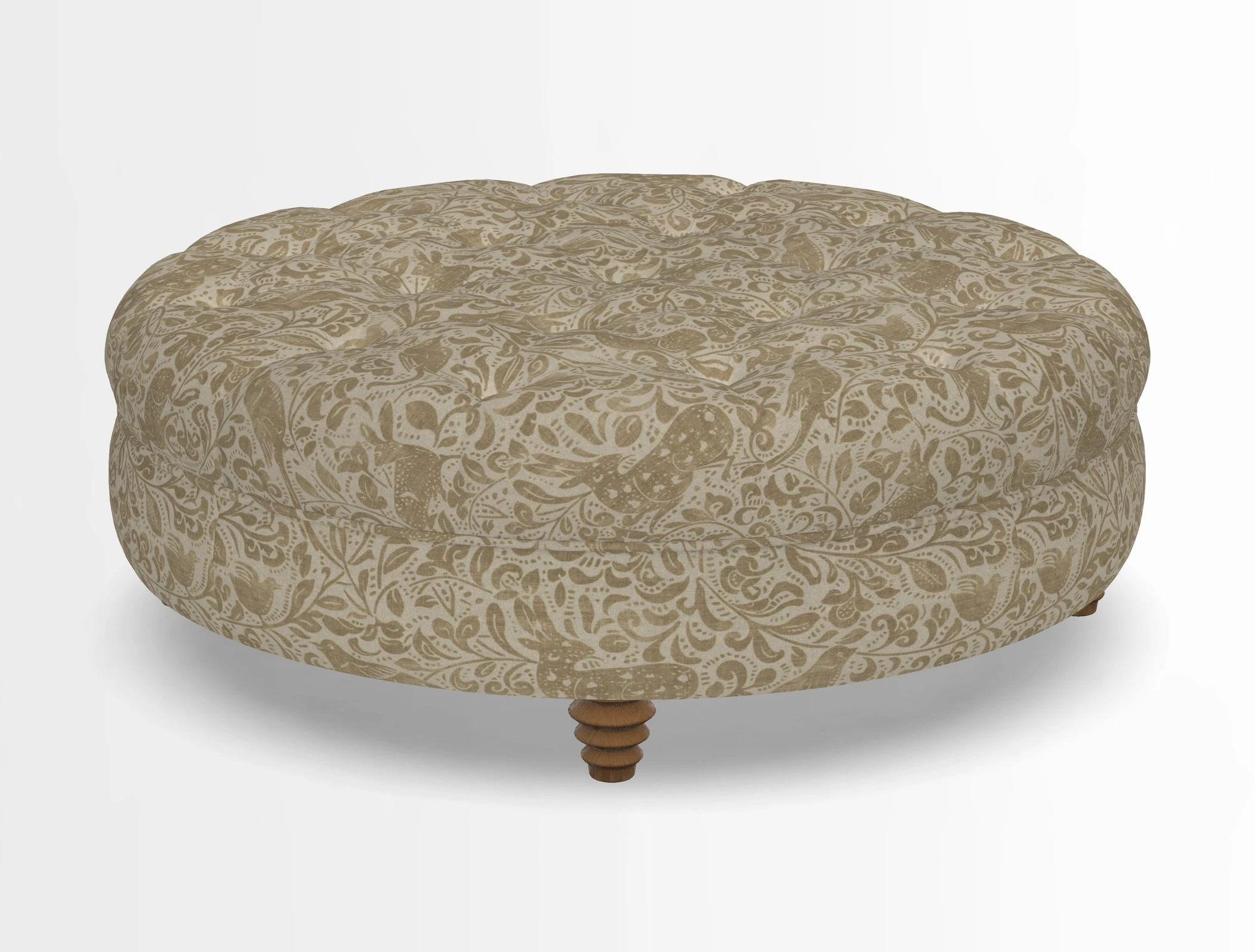 Helmsley Round Footstool in Linwood Omega Velvet Navy