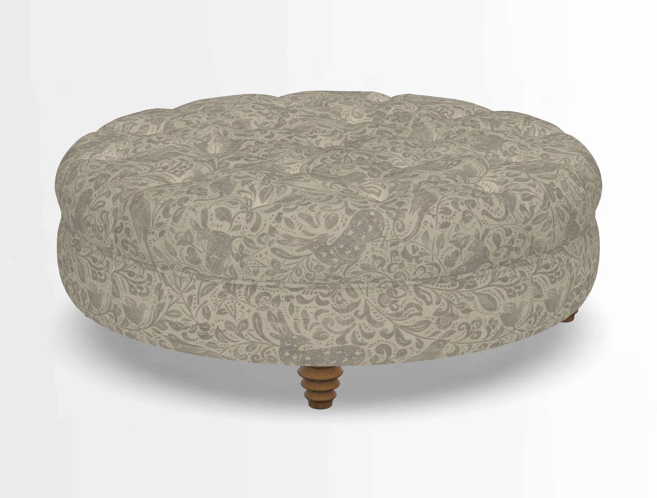 Helmsley Round Footstool in Linwood Omega Velvet Navy