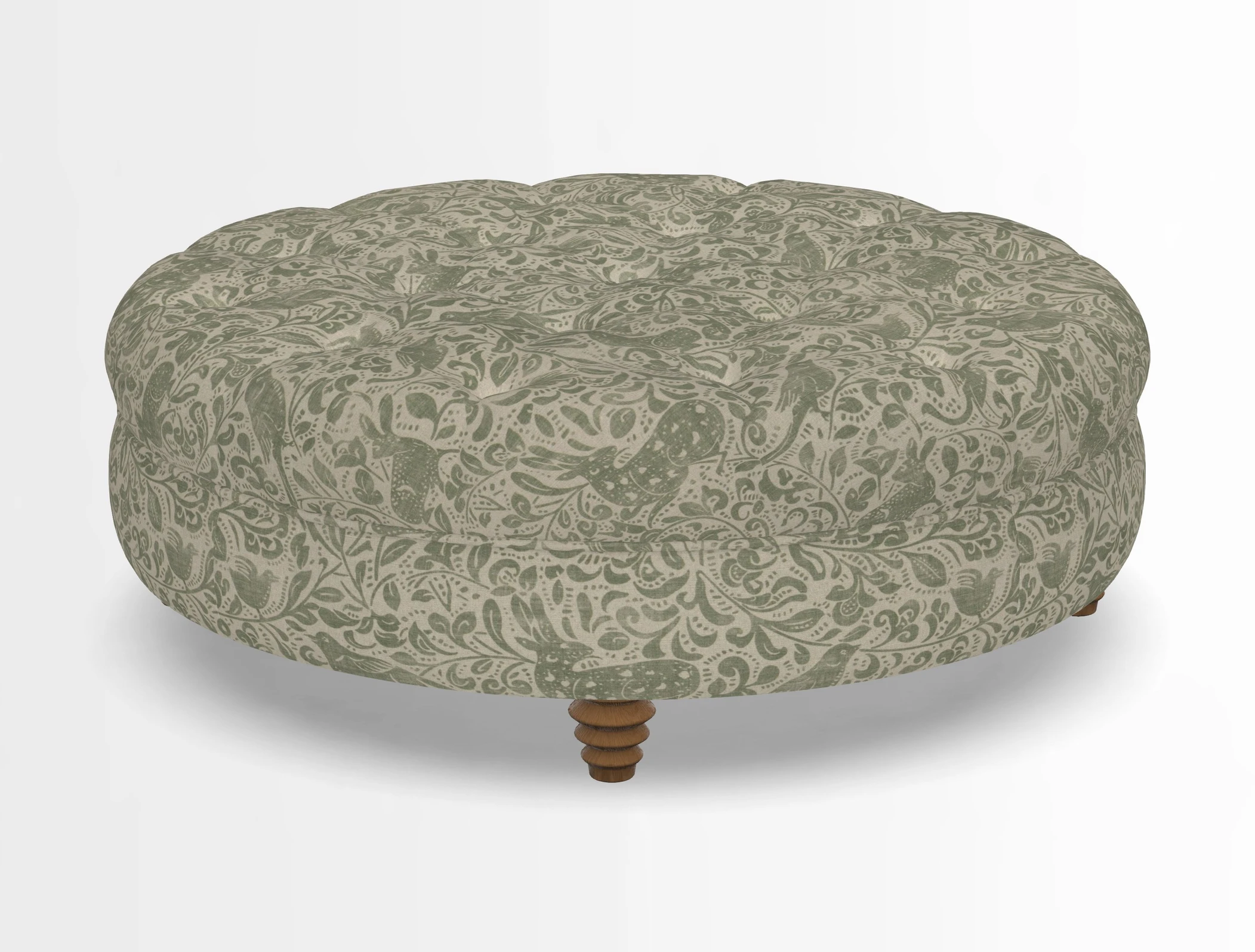 Helmsley Round Footstool in Linwood Omega Velvet Navy