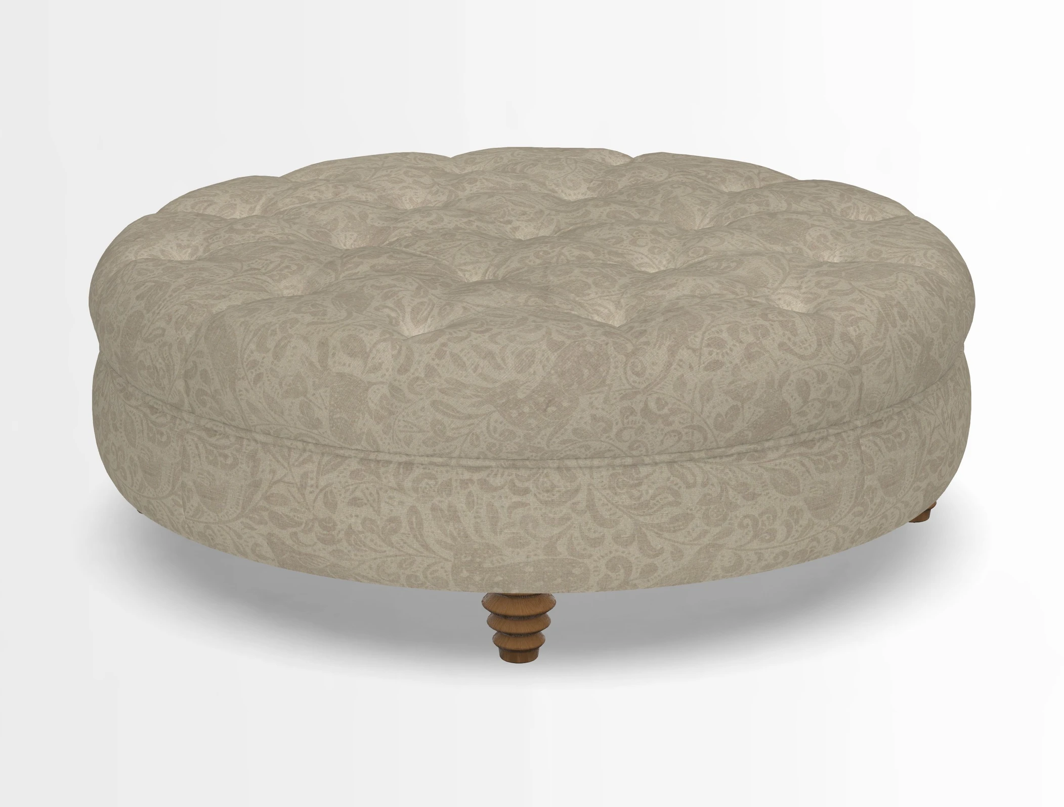 Helmsley Round Footstool in Linwood Omega Velvet Navy