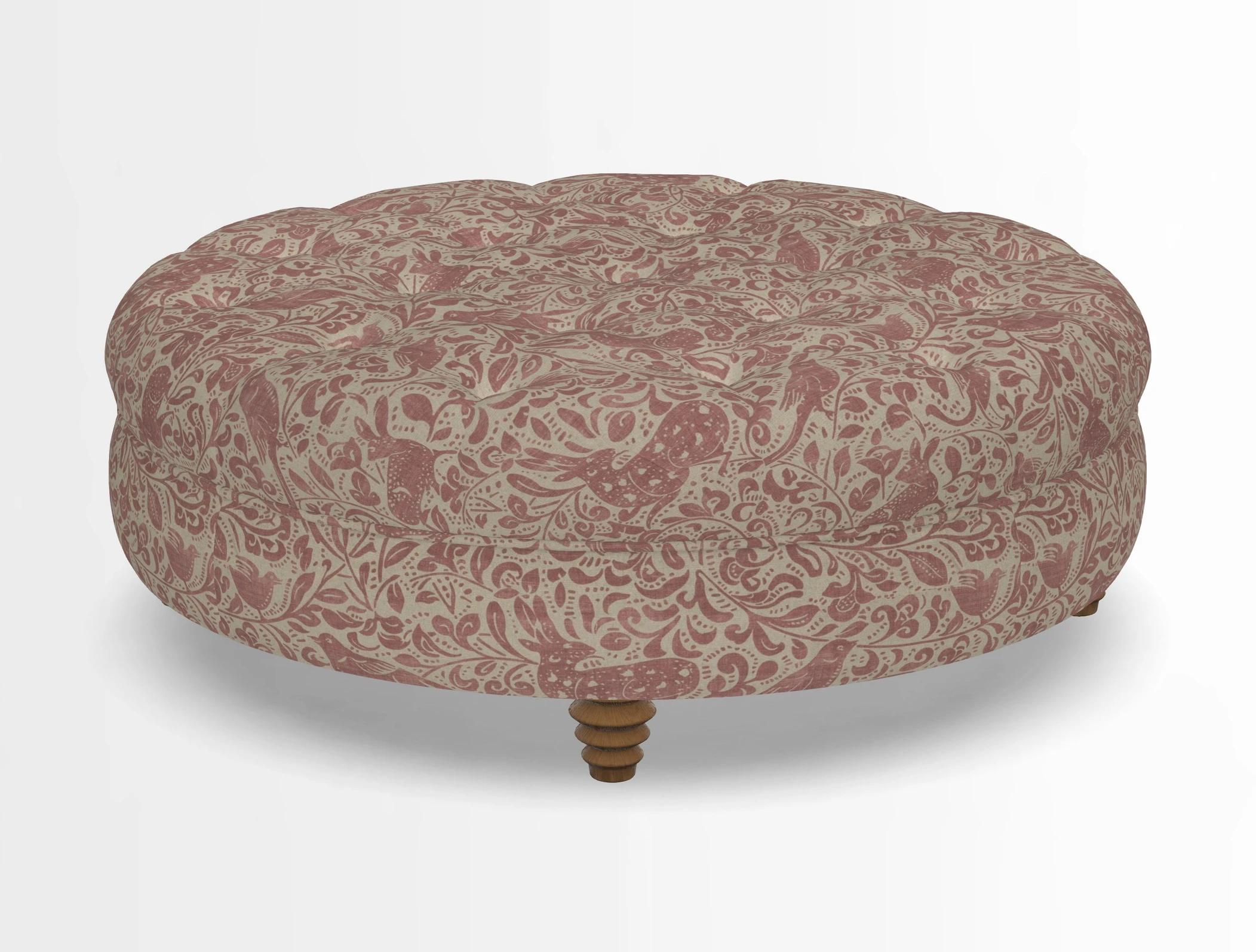 Helmsley Round Footstool in Linwood Omega Velvet Navy