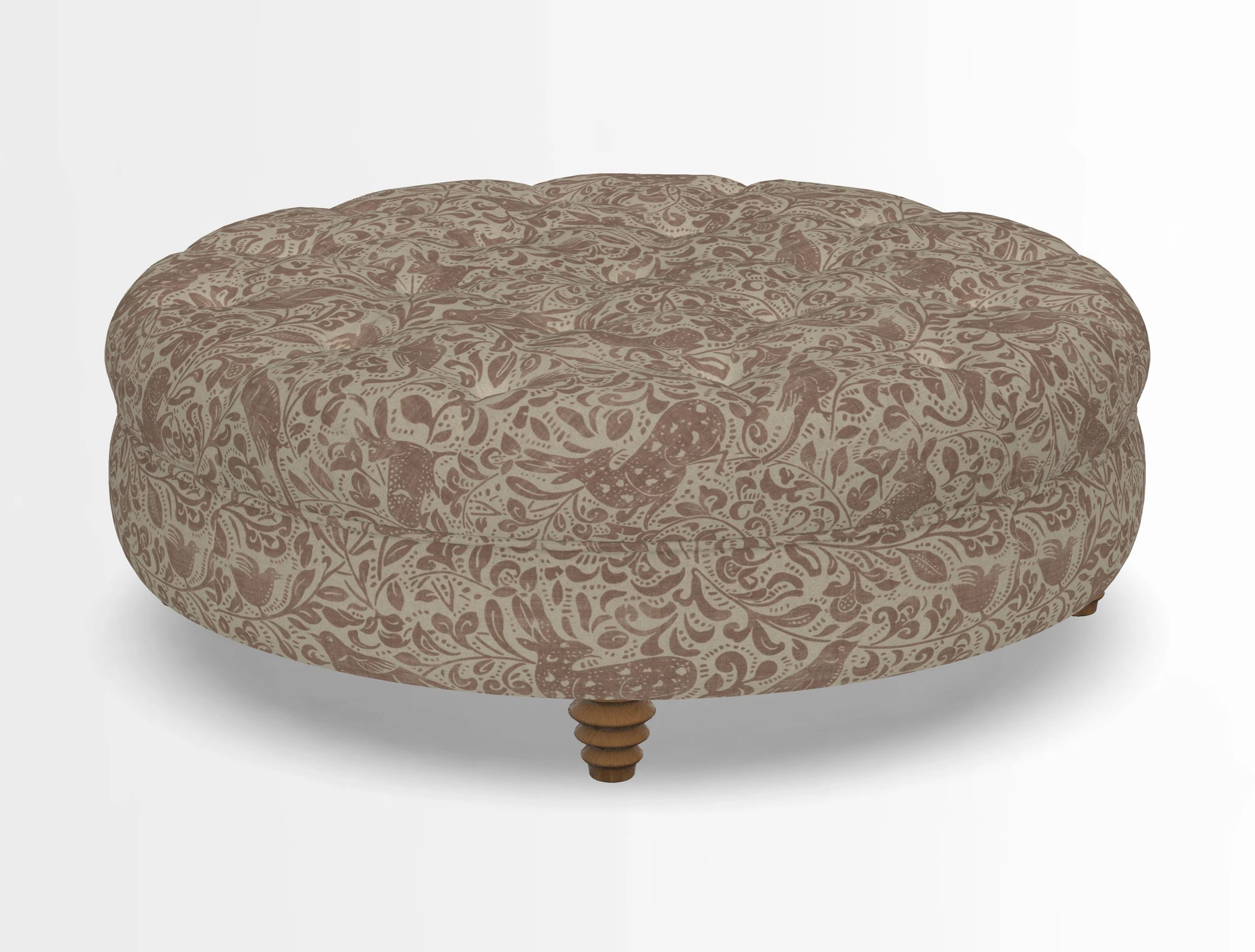 Helmsley Round Footstool in Linwood Omega Velvet Navy
