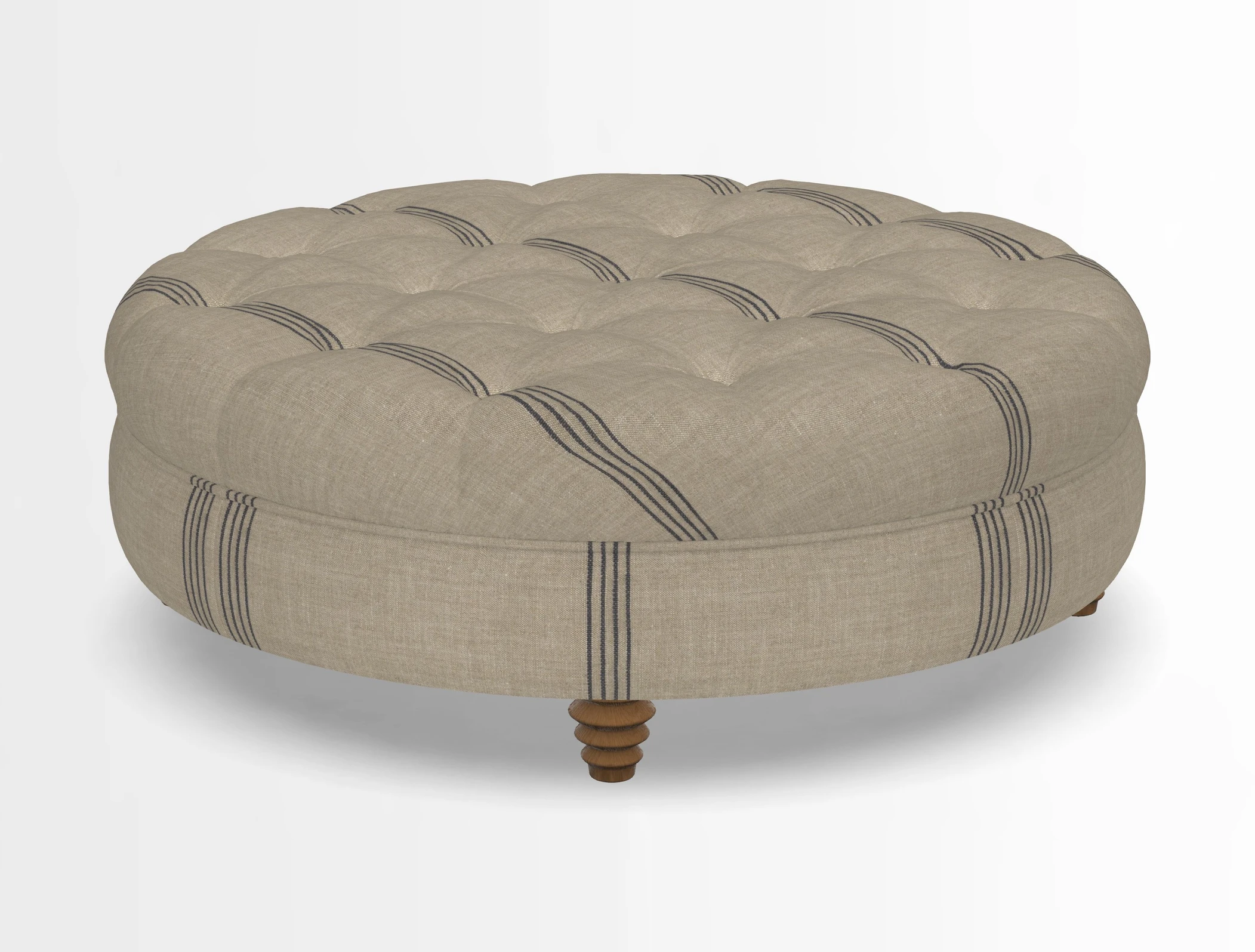 Helmsley Round Footstool in Linwood Omega Velvet Navy