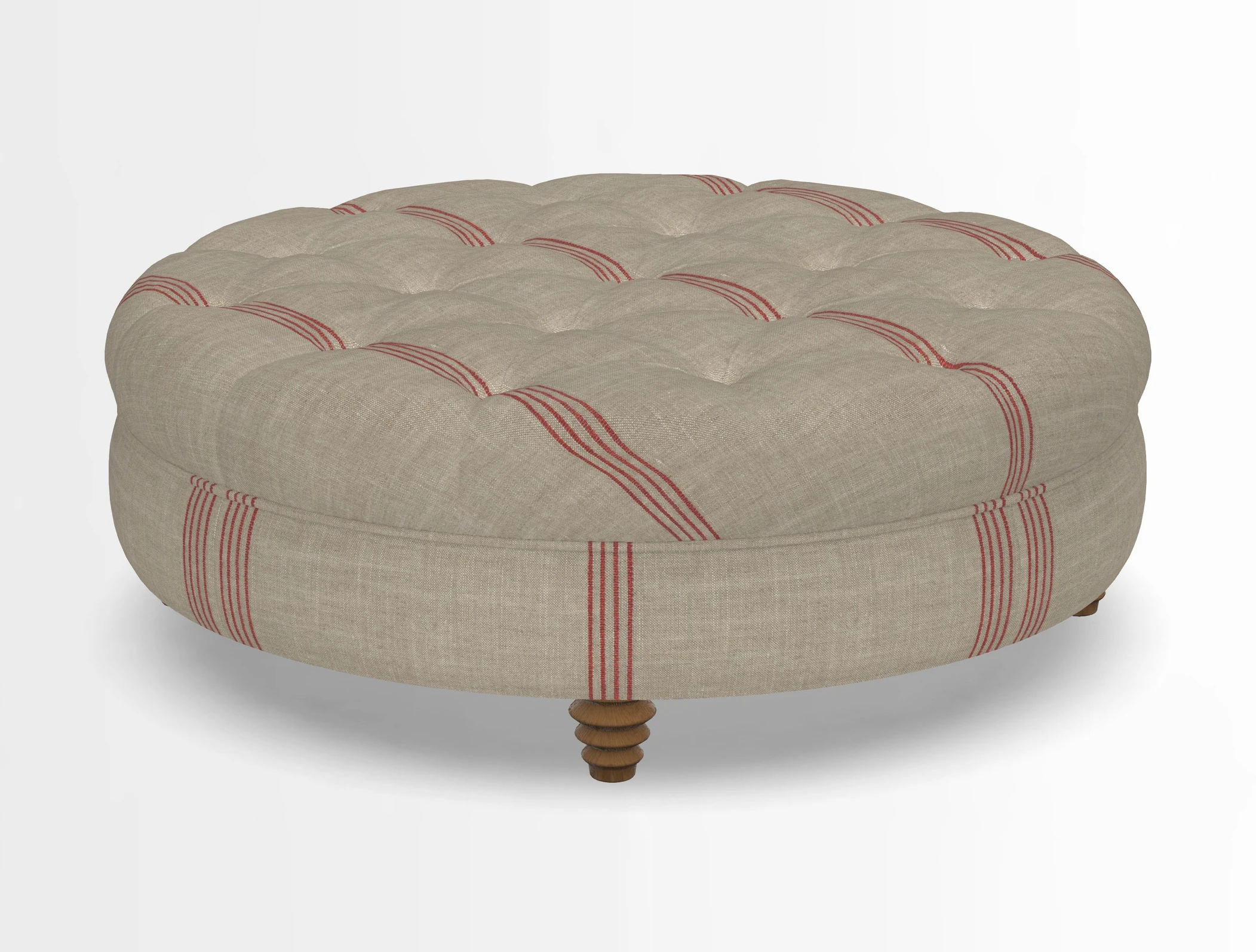 Helmsley Round Footstool in Linwood Omega Velvet Navy