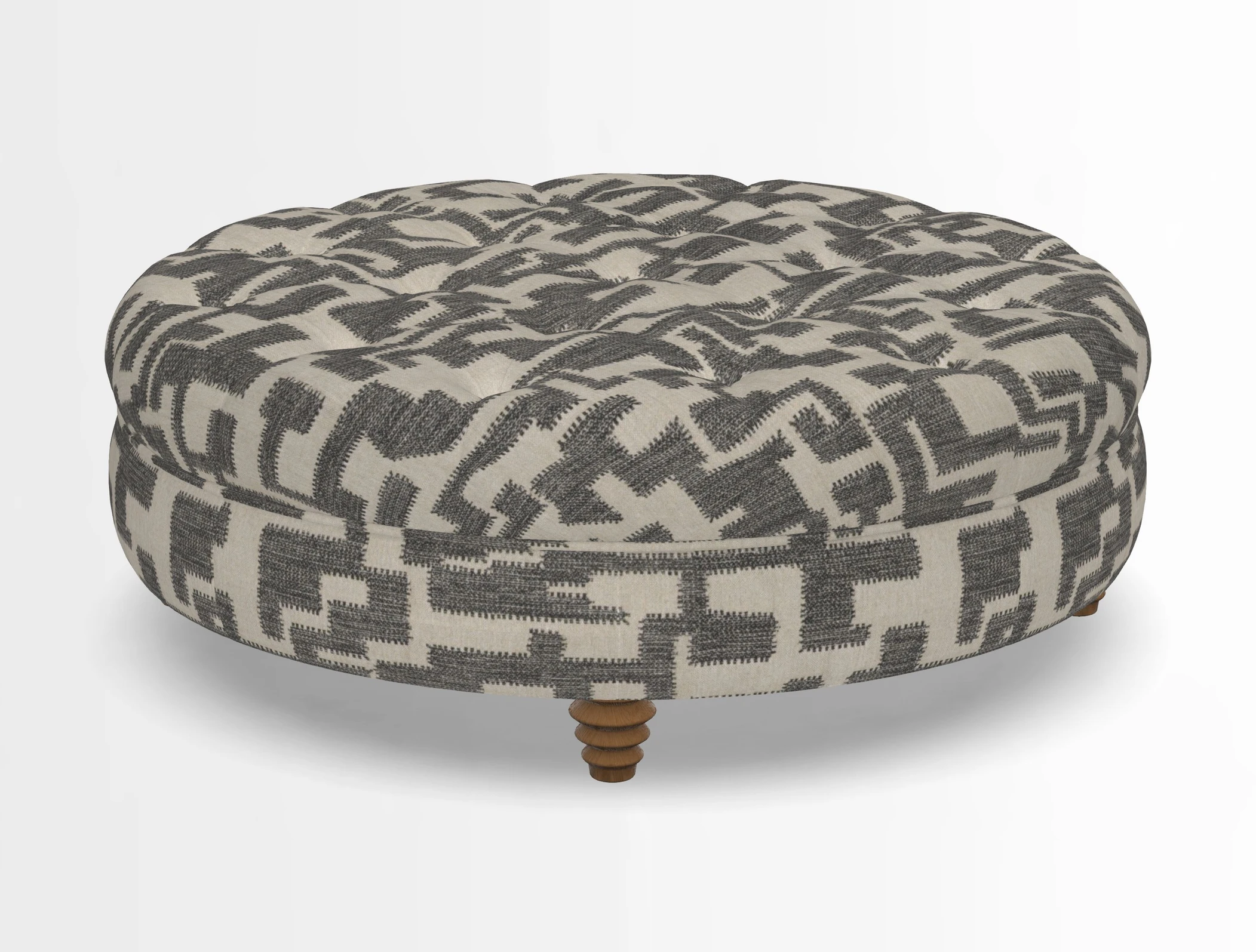 Helmsley Round Footstool in Linwood Omega Velvet Navy