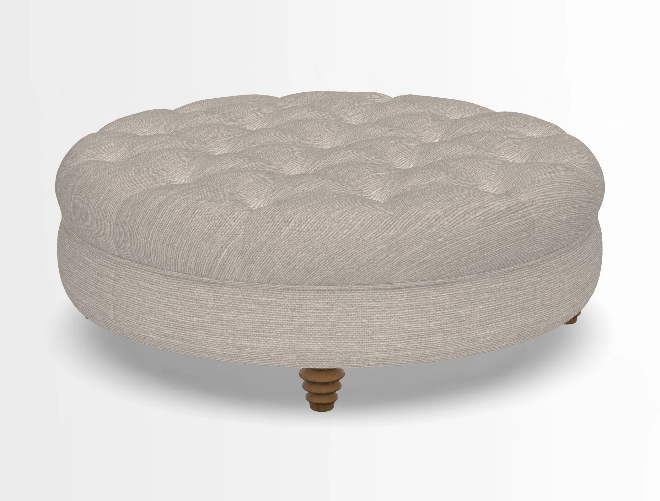 Helmsley Round Footstool in Linwood Omega Velvet Navy