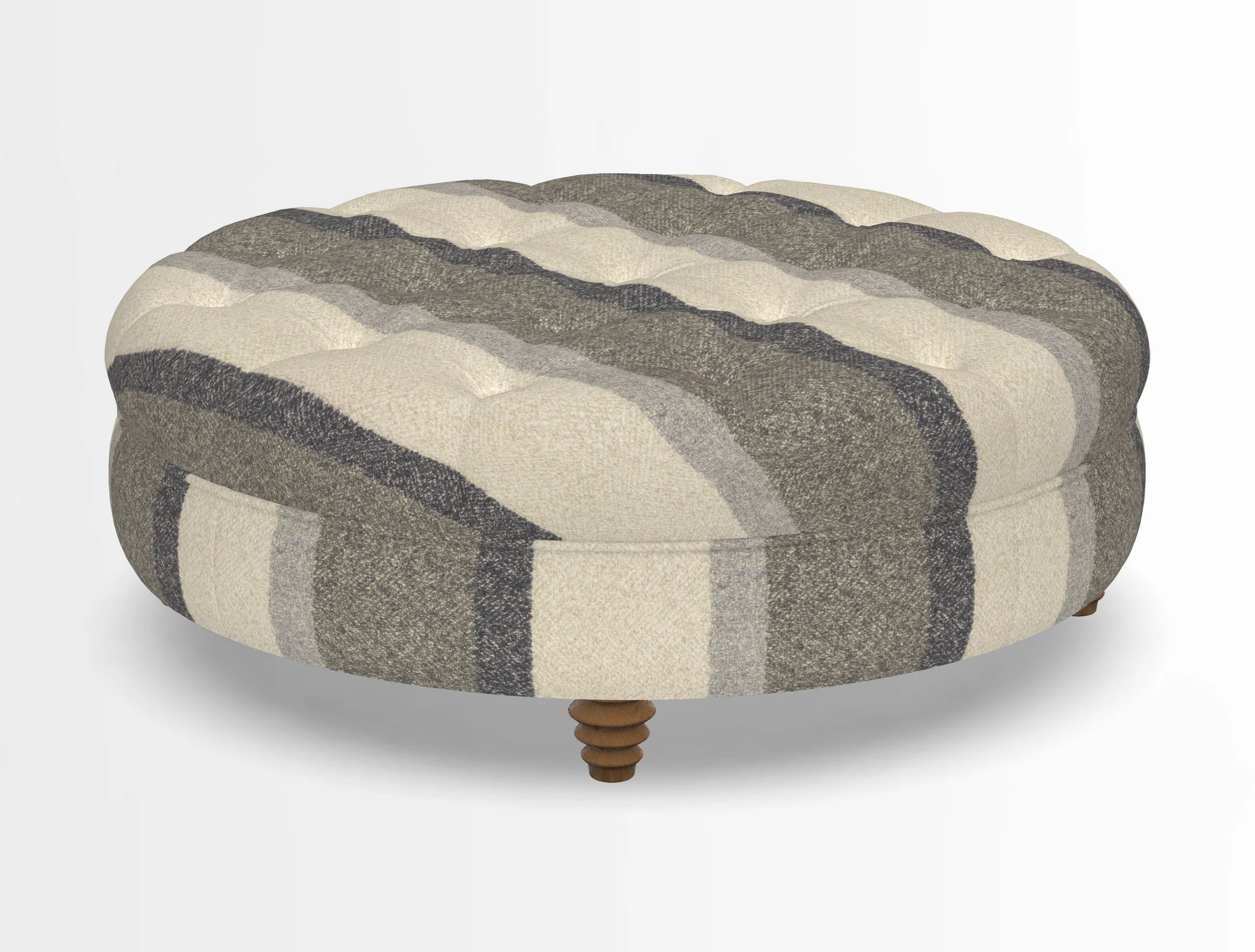 Helmsley Round Footstool in Linwood Omega Velvet Navy