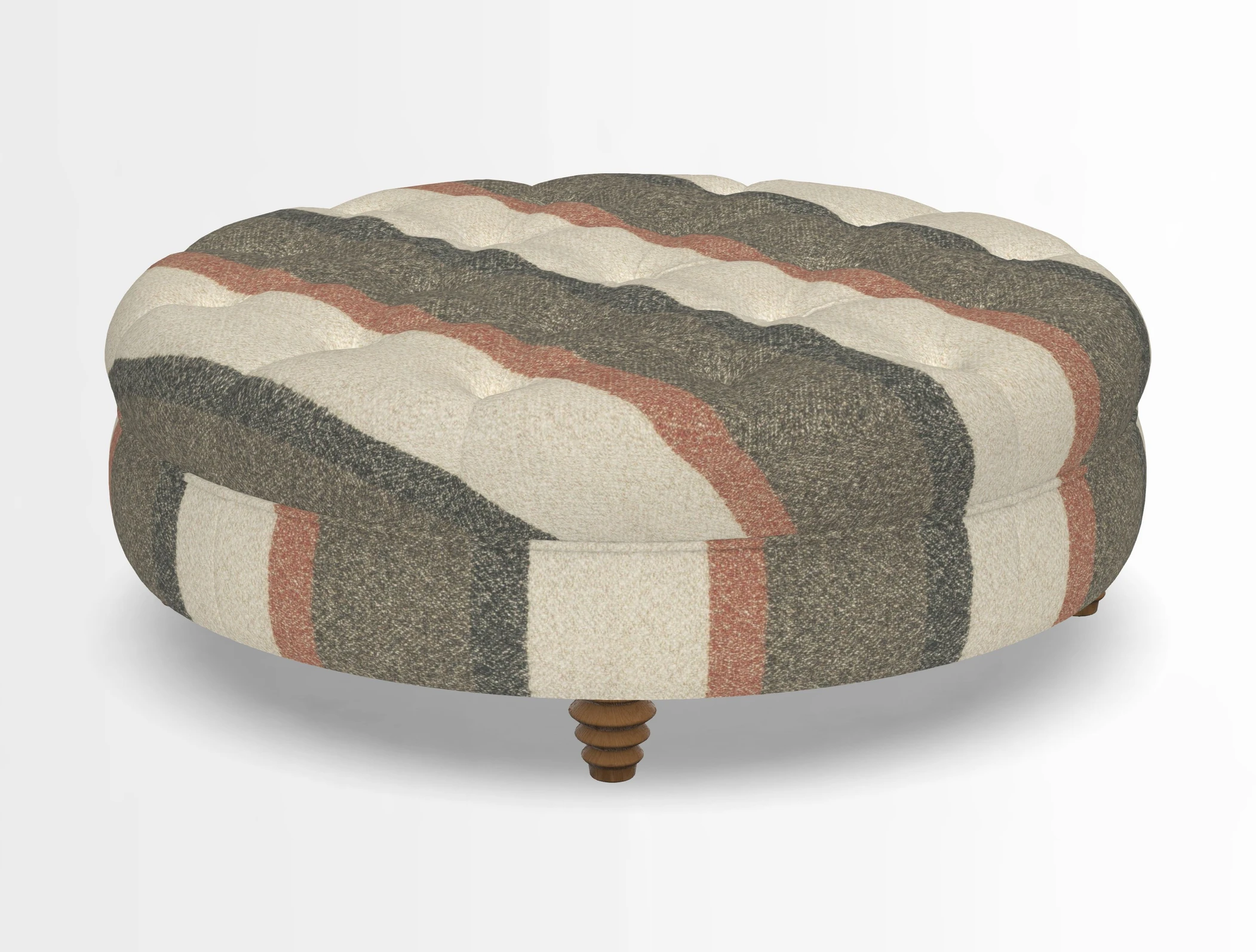 Helmsley Round Footstool in Linwood Omega Velvet Navy