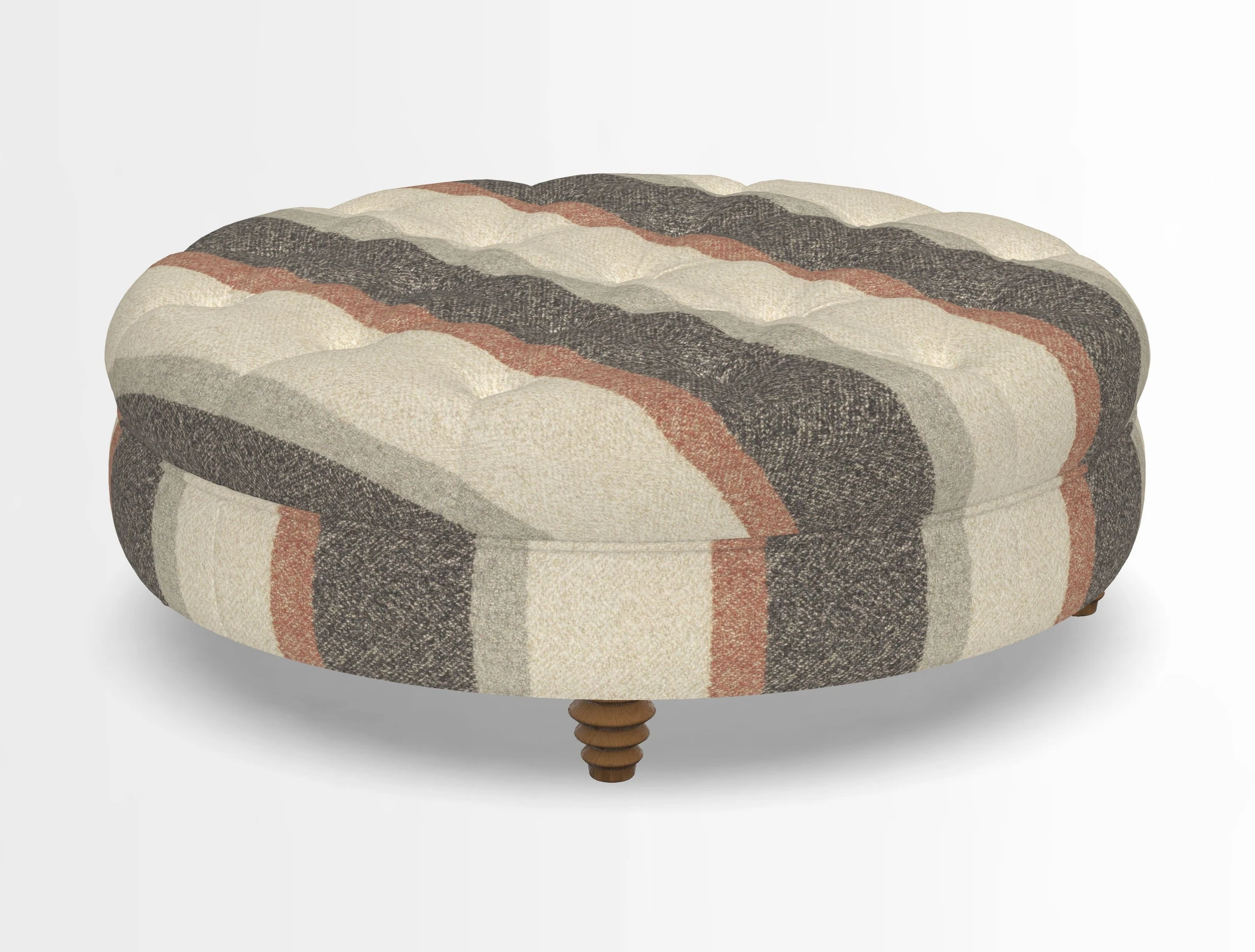 Helmsley Round Footstool in Linwood Omega Velvet Navy