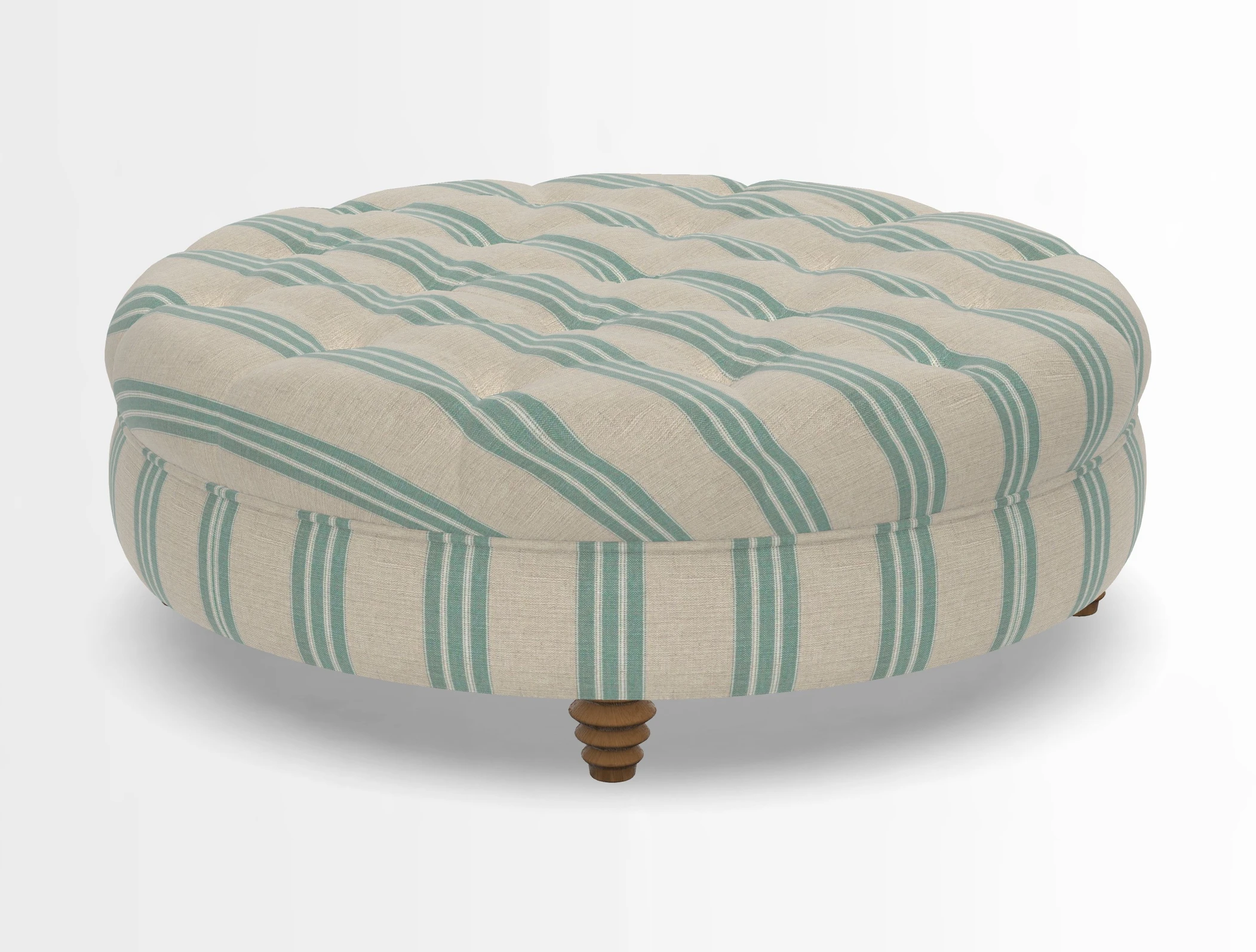 Helmsley Round Footstool in Linwood Omega Velvet Navy