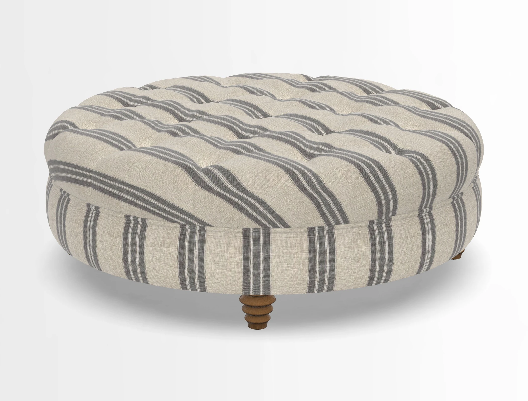 Helmsley Round Footstool in Linwood Omega Velvet Navy