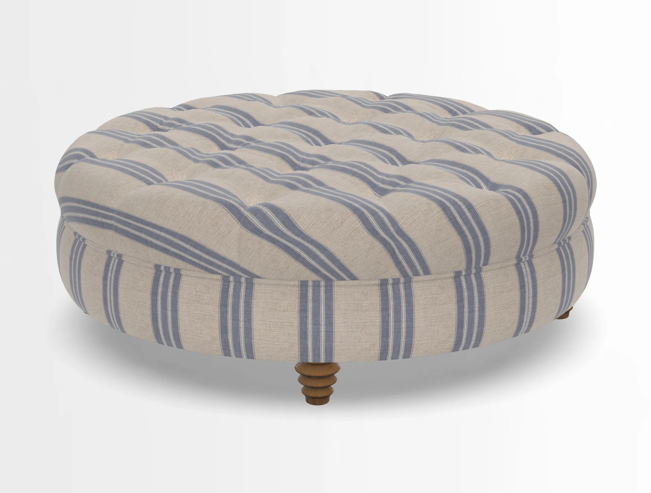Helmsley Round Footstool in Linwood Omega Velvet Navy